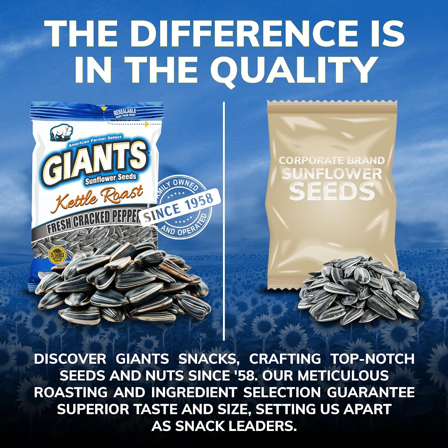 GIANTS Original Sunflower Seeds - Sunflower Seeds to Eat, Sunflower Seeds Bulk, Lightly Salted Sunflower Seeds for Eating, High Protein Snack - 5.75 oz Resealable Bags (Case of 12)