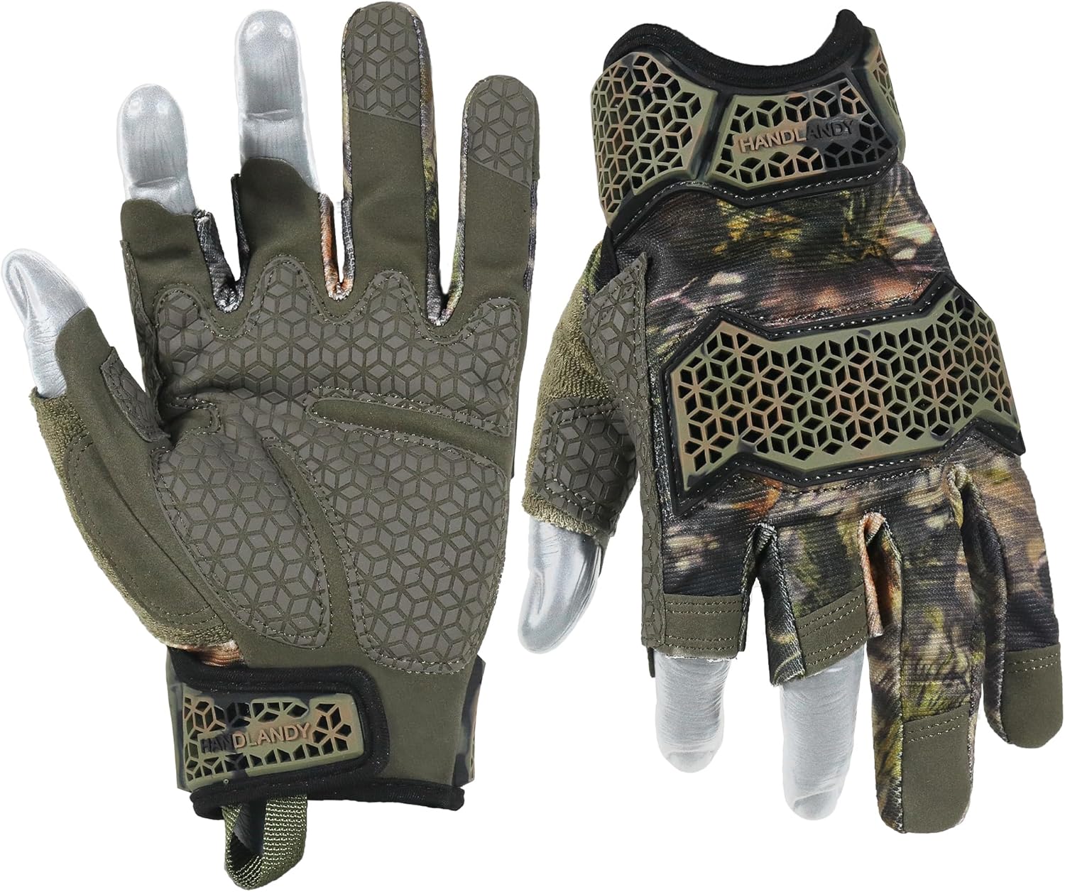 HANDLANDY Framer Work Gloves Open-Finger Carpenters Gloves, Fingerless Gaming Gloves for Tactical Shooting, Airsoft, Hunting, Police Work and Hiking L
