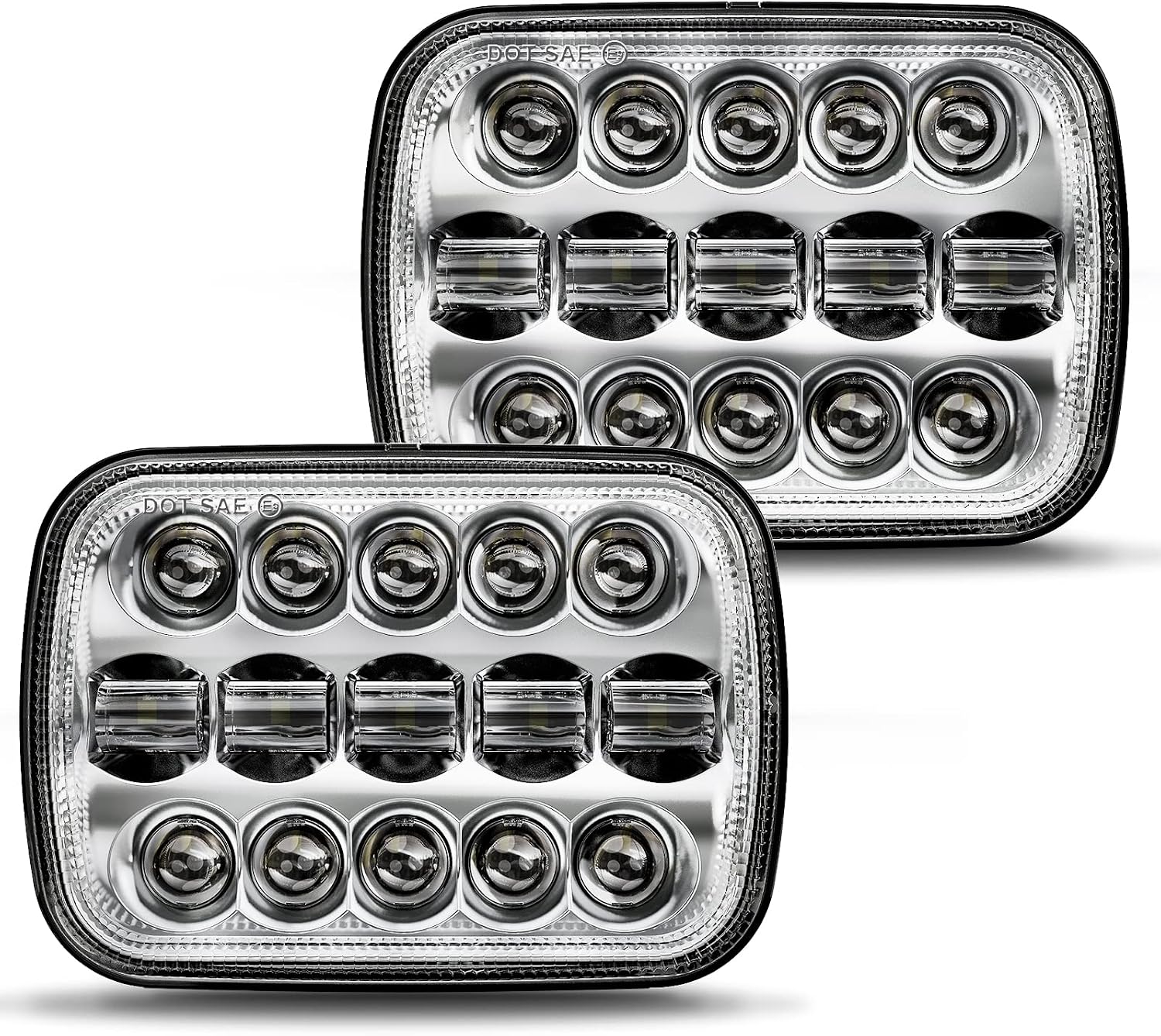 BICYACO 1 Pair 105W Rectangular 5x7/ 6x7 Inch Led Headlight High Low Beam Headlamp Compatible with Jeep Wrangler YJ Cherokee XJ Kenworth T300 1997-2010 Replacement H6054 H5054 H6054LL 69822 6052 6053