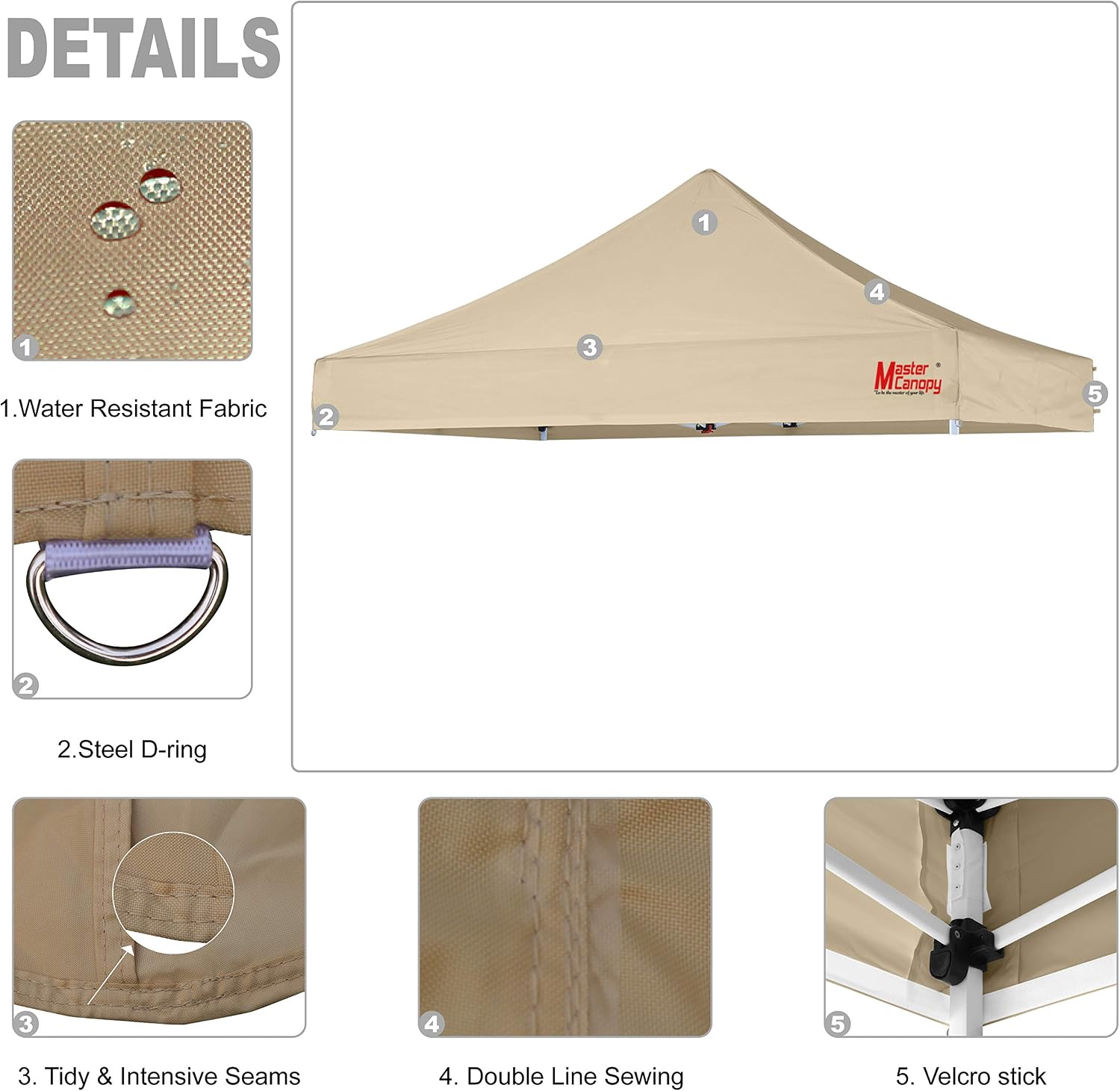 MASTERCANOPY 10x10 Replacement Pop Up Canopy Top for Kingkong Frame Gray