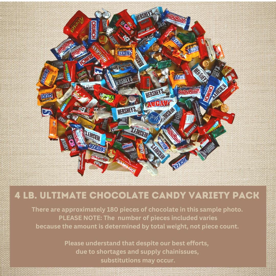ULTIMATE Assorted CHOCOLATE Candy Mix! (4 Lbs.) Fun Mega Variety! Individually Wrapped Minis, Bulk, FRESH & DELICIOUS Fun Size Assortment