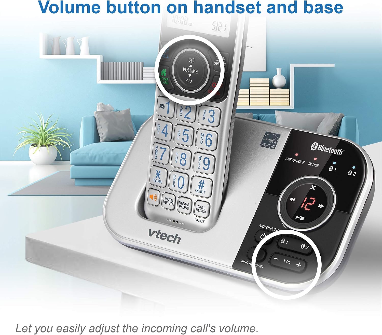 VTech VS112-27 2 Handset Cordless Phone with Answering Machine, Call Blocking, Caller ID, Intercom and Connect to Cell