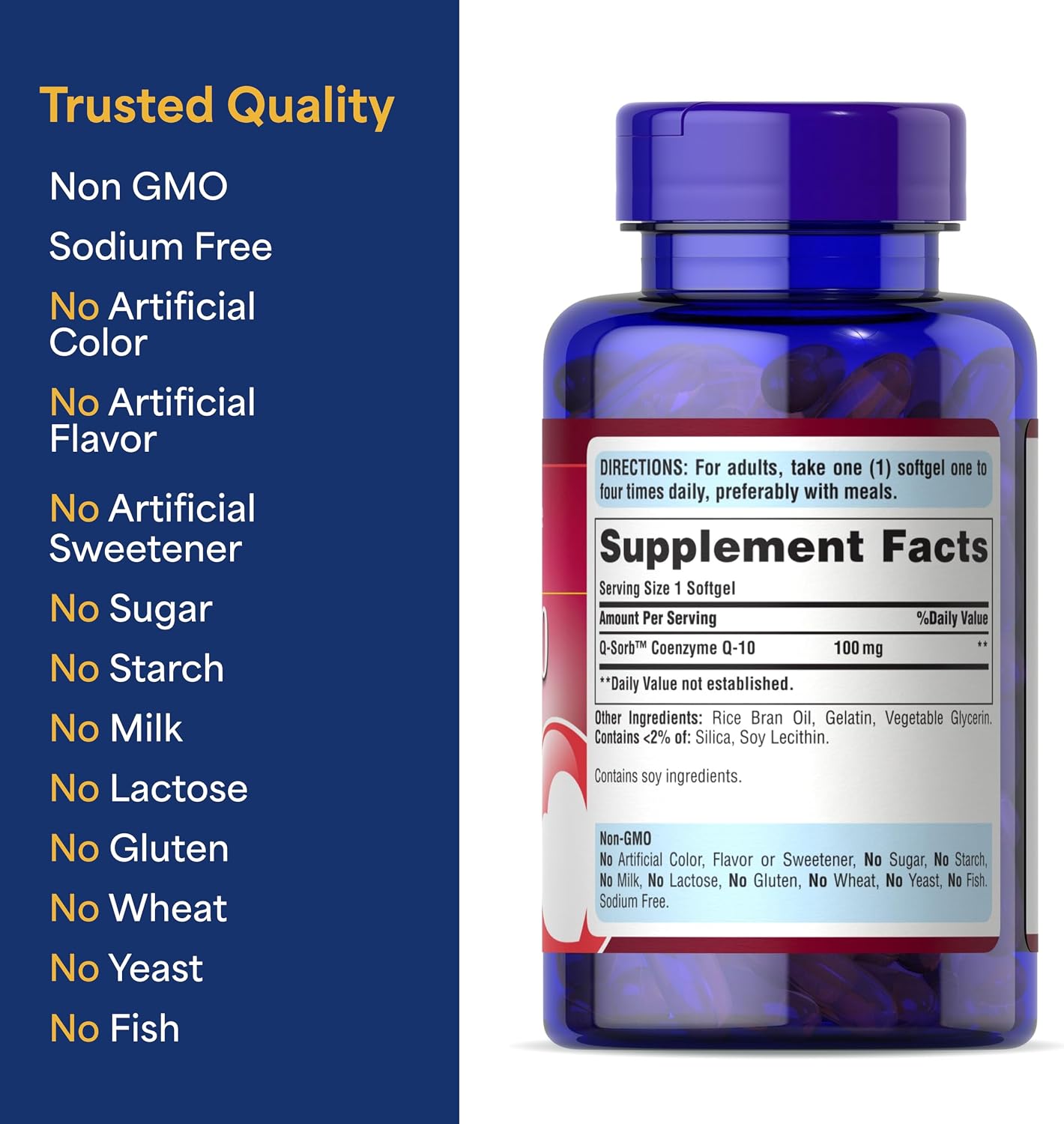 Puritan's Pride Coenzyme CoQ10 100mg, 240 Rapid Release Softgels