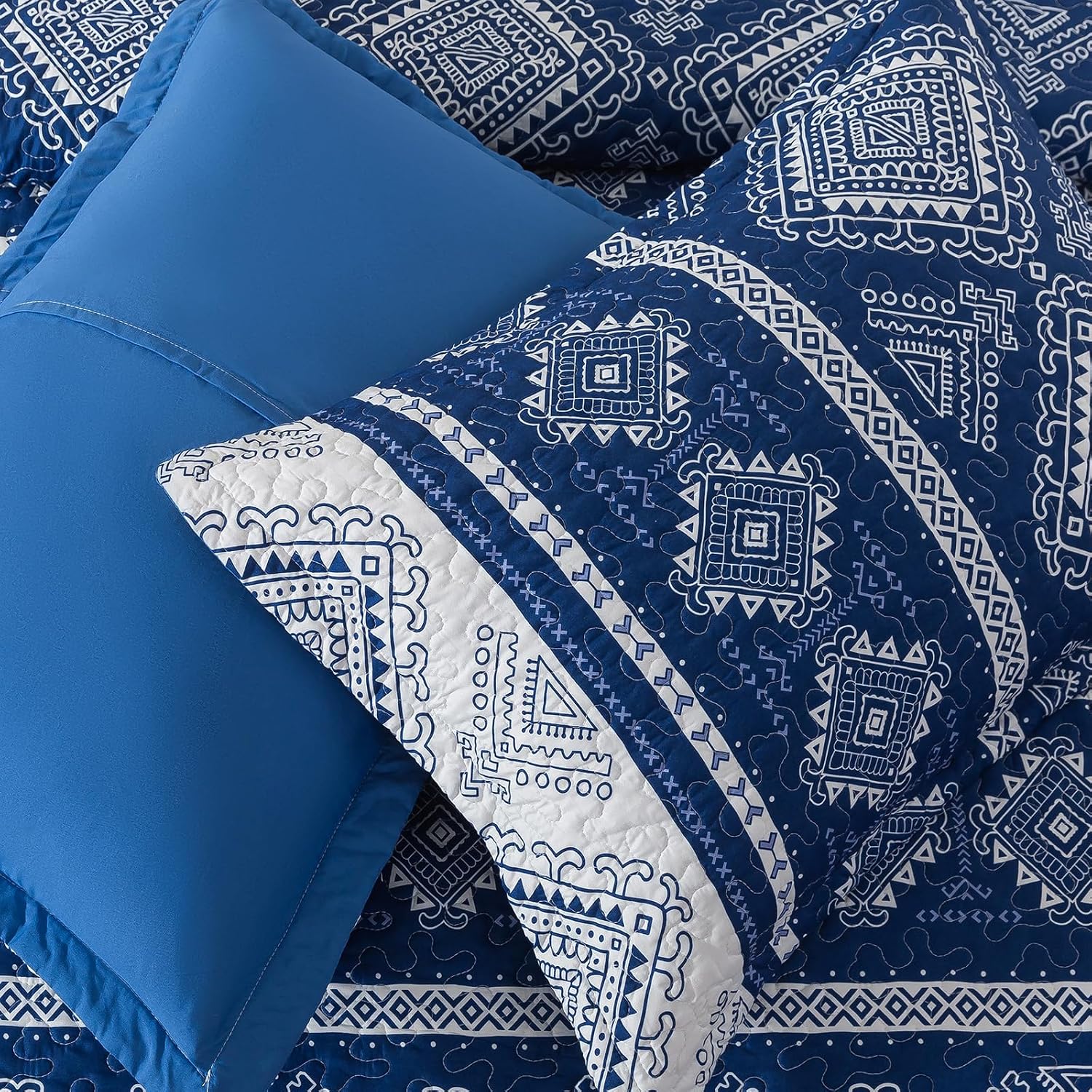 Striped Classical Cotton 3-Piece Patchwork Bedspread Quilt Sets, King Size