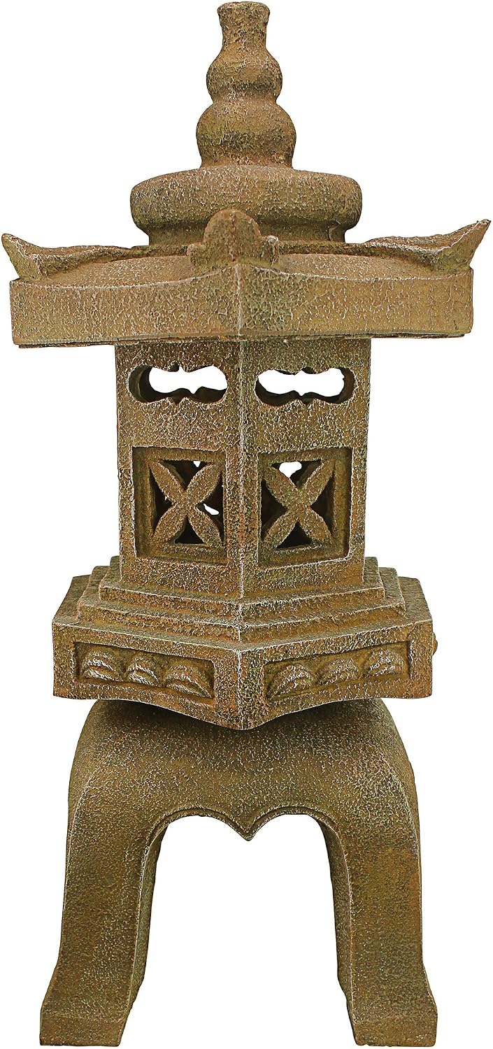 Design toscano ng29870 asian decor pagoda lantern indoor/outdoor statue, 11 inches wide, 11 inches deep, 17 inches high, handcast polyresin, two tone stone finish