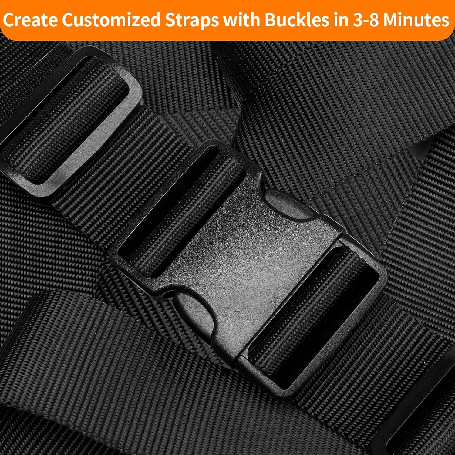 BEYOURD Buckles and Straps Set 1": 6 Yards of Thick Nylon Webbing, 6-Pack Heavy Duty Adjustable Quick Side Release Plastic Buckles