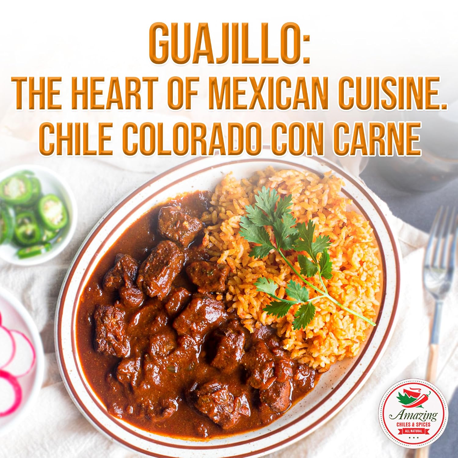 Guajillo Chiles Peppers Dried Whole 4 oz – Natural and Premium. Great For Mexican Recipes Like Mole, Tamales, Salsa, Meats. Mild to Medium Heat, Complex Fruity Flavor. Resealable Bag