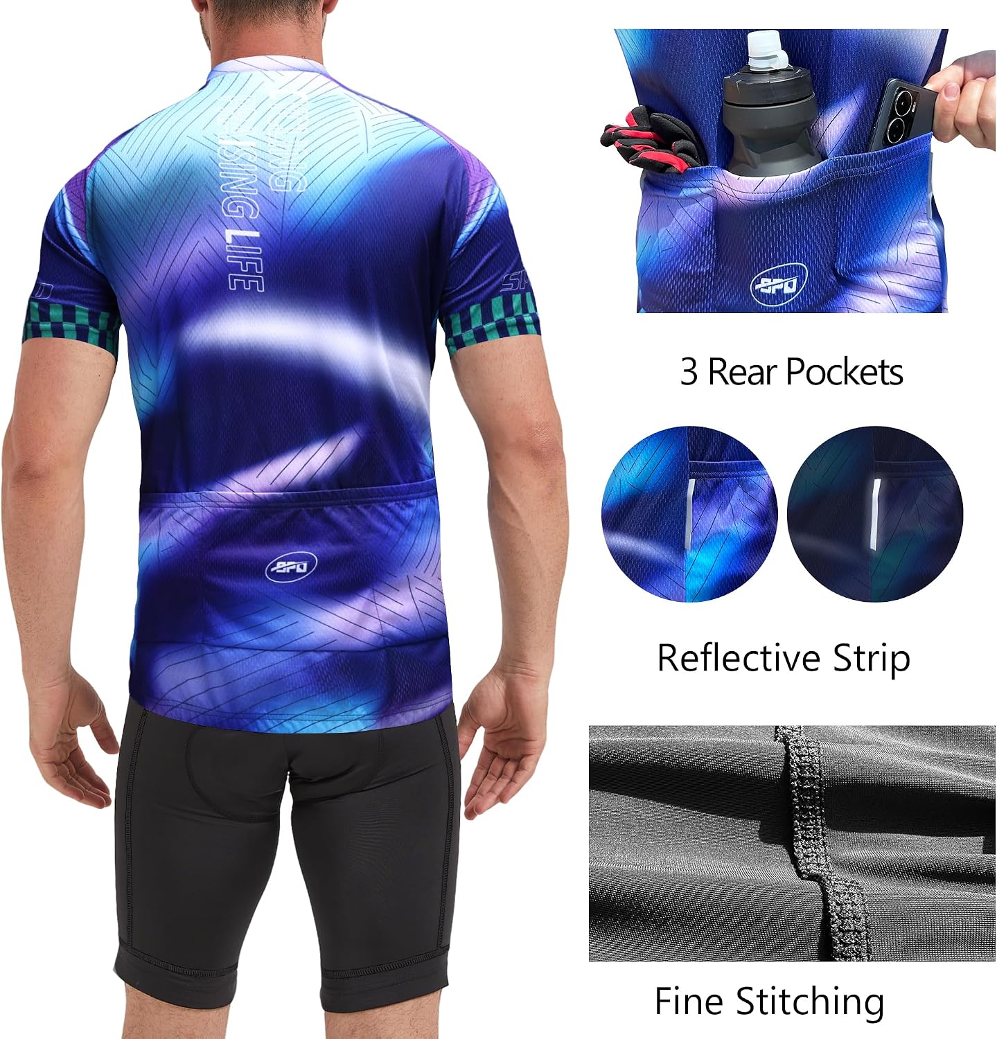 sponeed Cycling Jersey Short Sleeve Suits Men Bike Clothing Road Bicycle Shorts Padded Outfits