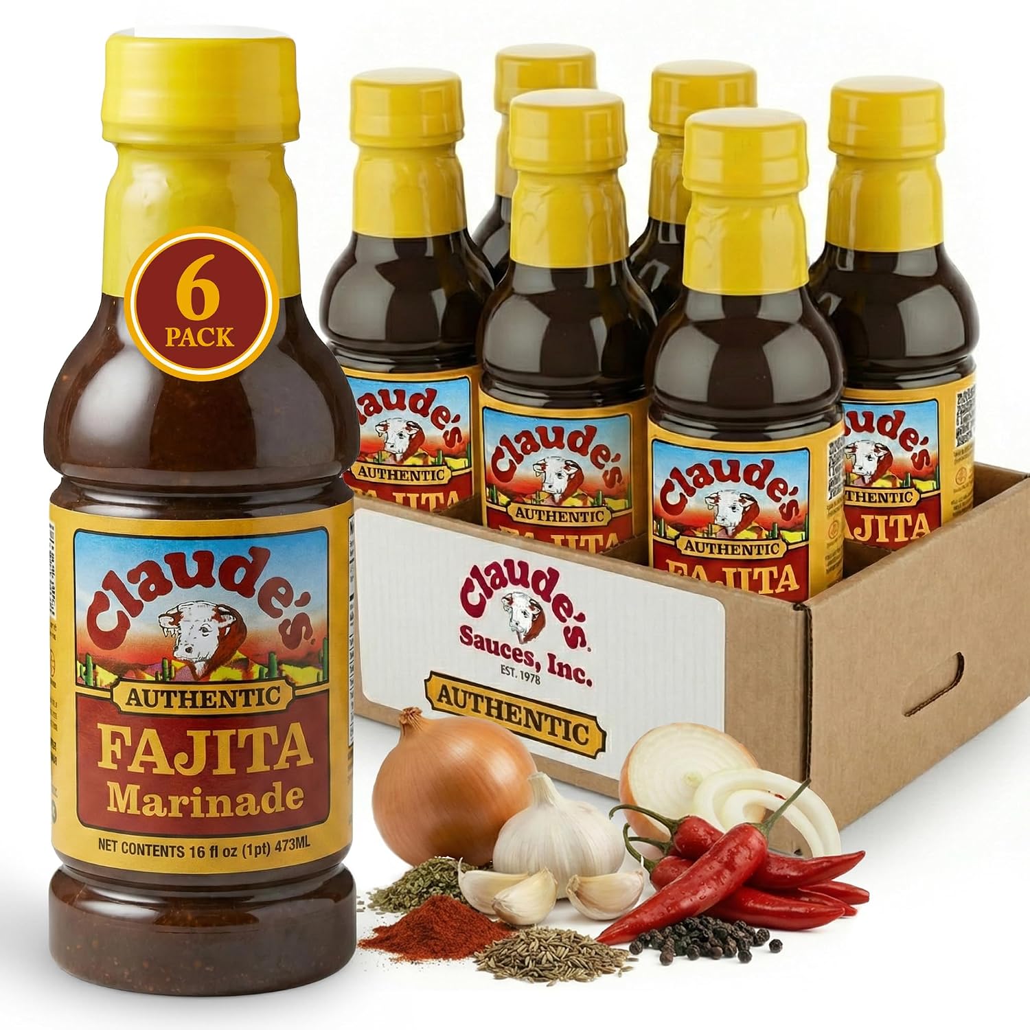 Claude's BBQ Brisket Marinade Sauce, Gluten Free Texas Style, 128 oz | Restaurant-size gallon of smoky Texas tenderizing brisket marinade - all natural & gluten free.