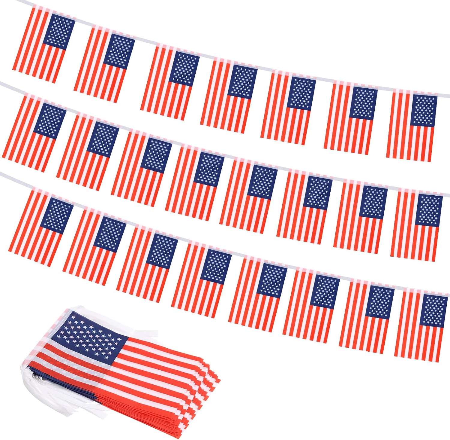 Nicaragua Flag Banner, Small Mini Nicaraguan Flags Patriotic Decoration for Party, Classroom, Sports Events, 33 Feet 30 Flags