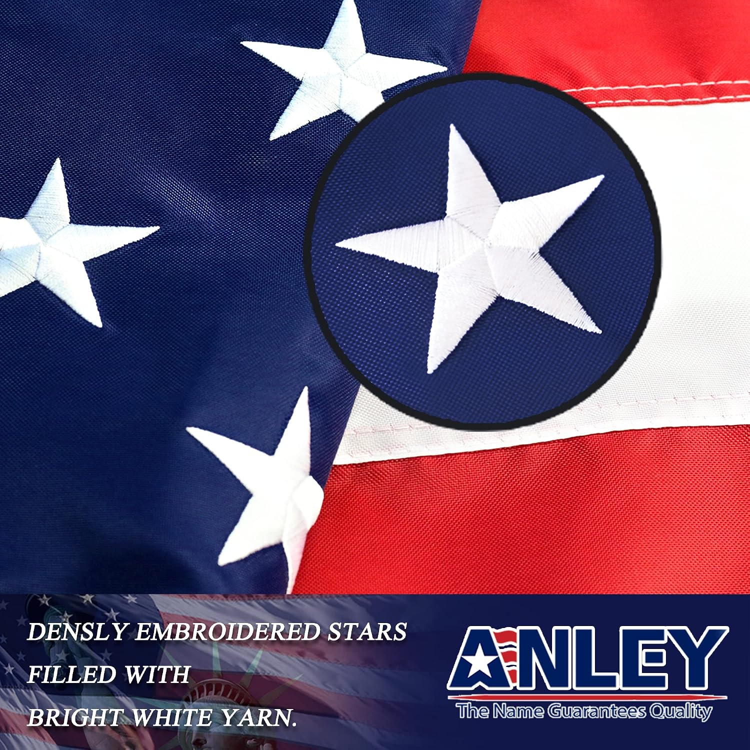 ANLEY EverStrong Series American Flag 6x10 Foot Heavy Duty - Embroidered Stars and Sewn Stripes - 4 Rows of Lock Stitching - US National Banner Flags with Brass Grommets 6 X 10 Ft
