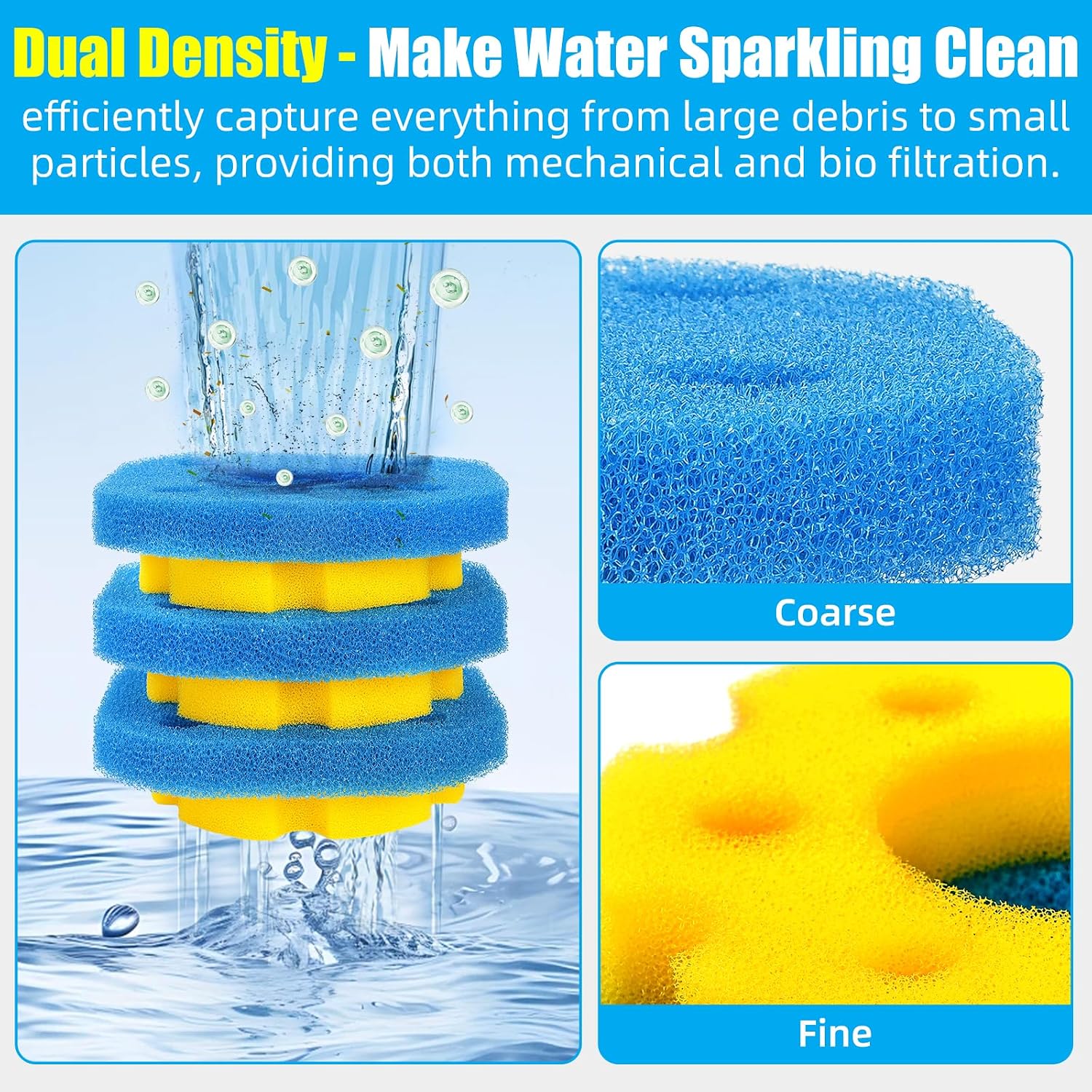 AQUANEAT Replacement Sponge Filter Media Pad Compatible with VIVOHOME/VIVOGROW 2380 GPH/2630 GPH or SUNSUN CPF-250/180 Pressure Pond Filter Foam Koi