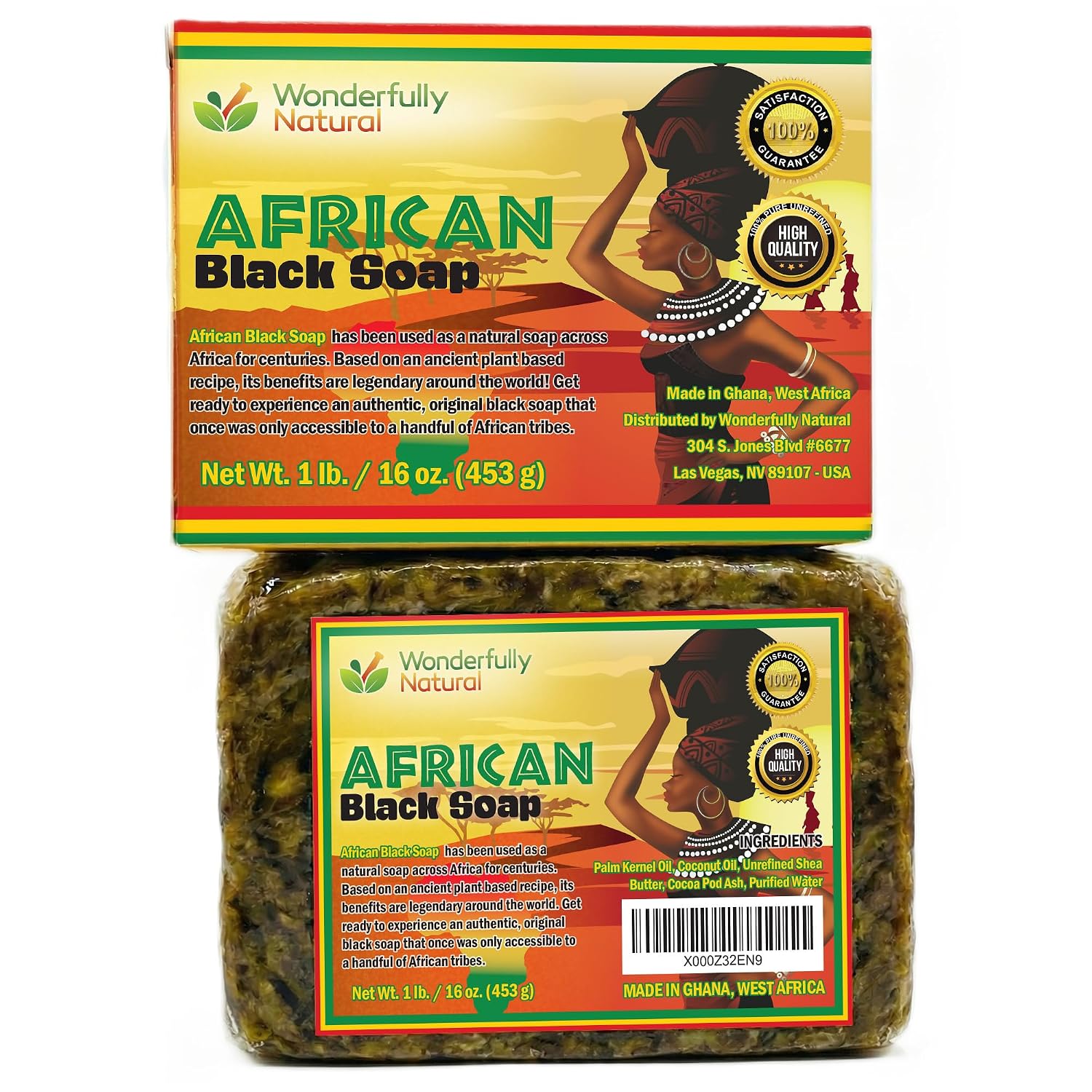 #1 Organic African Black Soap for Acne & Dark Spots Black Owned 1lb bar