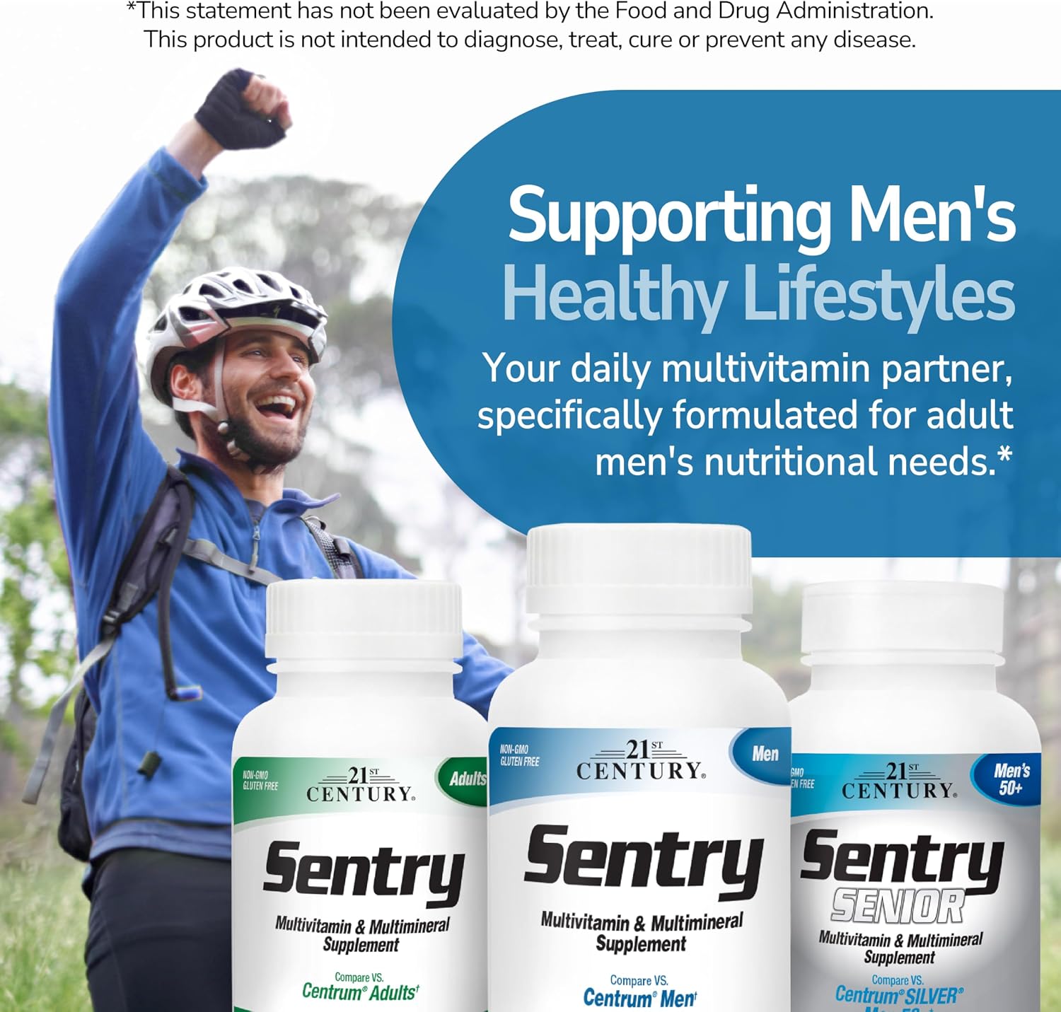 21st Century Sentry Men Multivitamin Tablets, Daily Support, 120 Count | Complete Daily Multivitamin & Multimineral, Compare VS. Centrum® Men