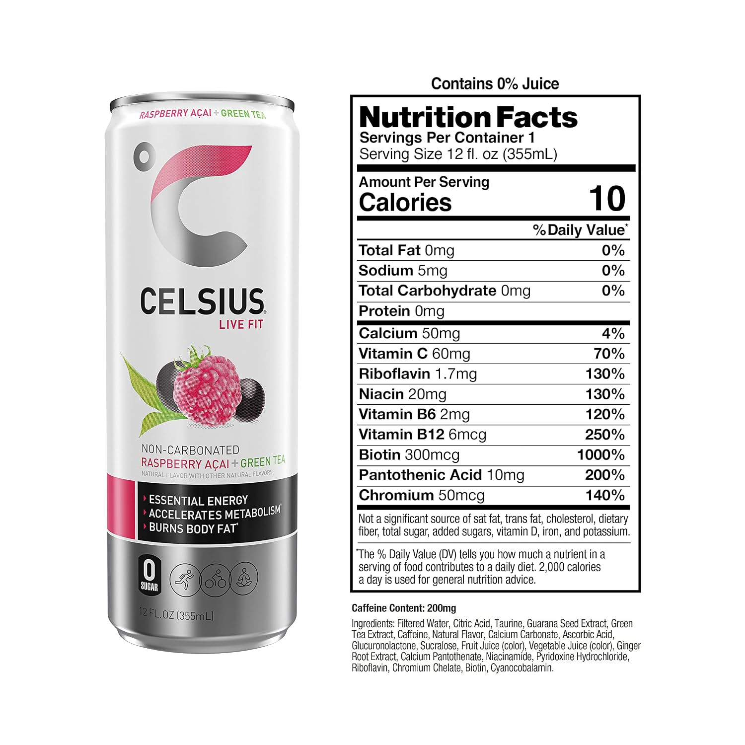 CELSIUS Sparkling Peach Vibe, Functional Essential Energy Drink 12 Fl Oz (Pack of 4)