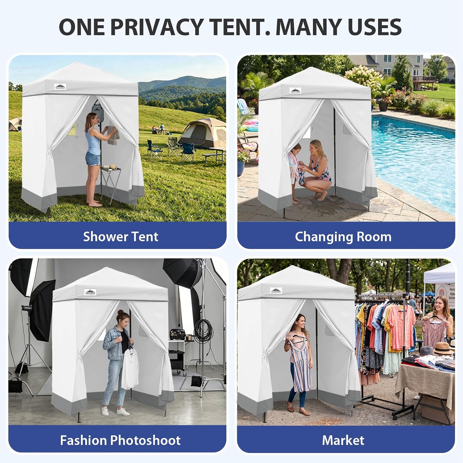EAGLE PEAK 4x4 Pop Up Changing Tent, Outdoor Changing Room, Gray/White