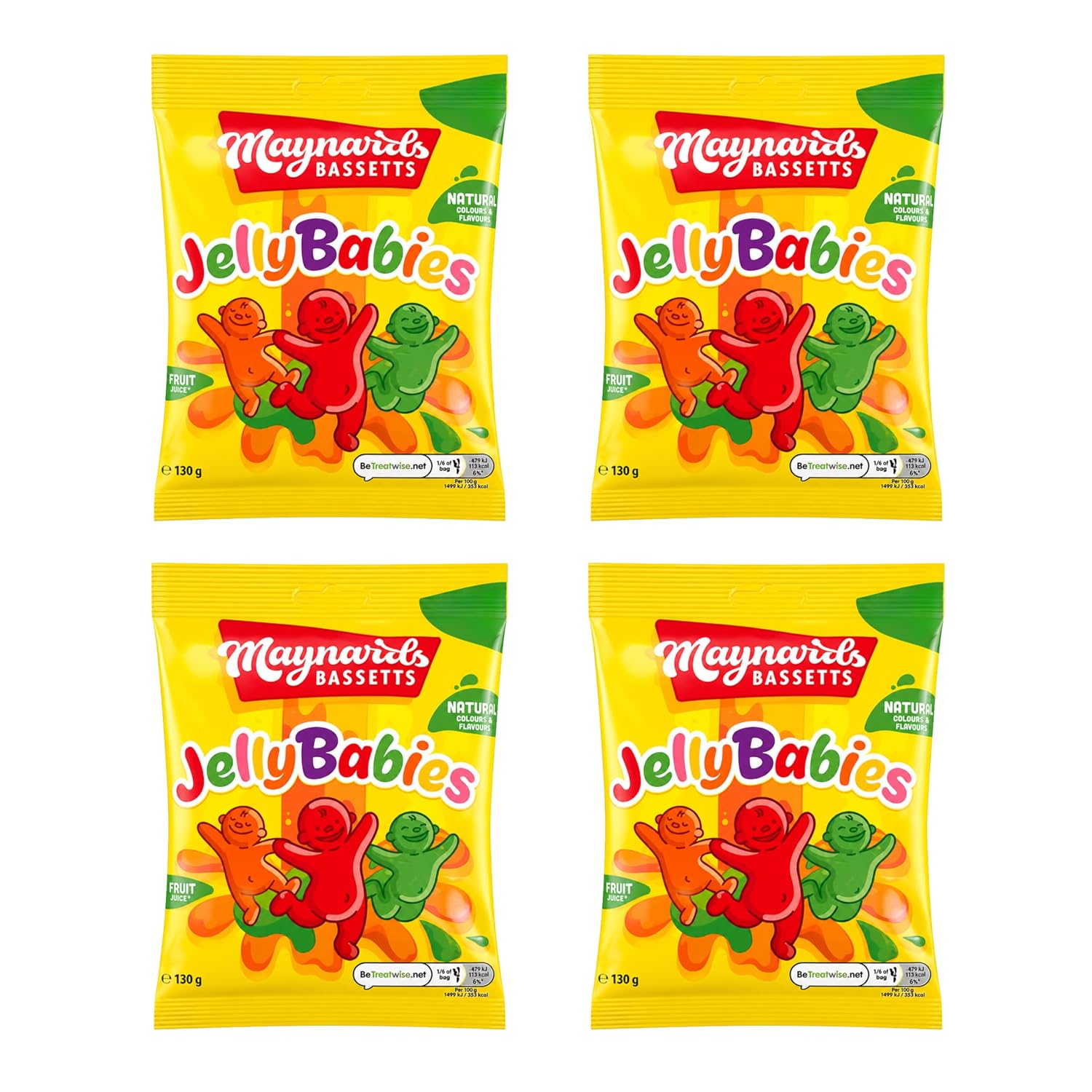 Maynards Bassetts Jelly Babies 130g (Pack of 4), Fruity Sweets