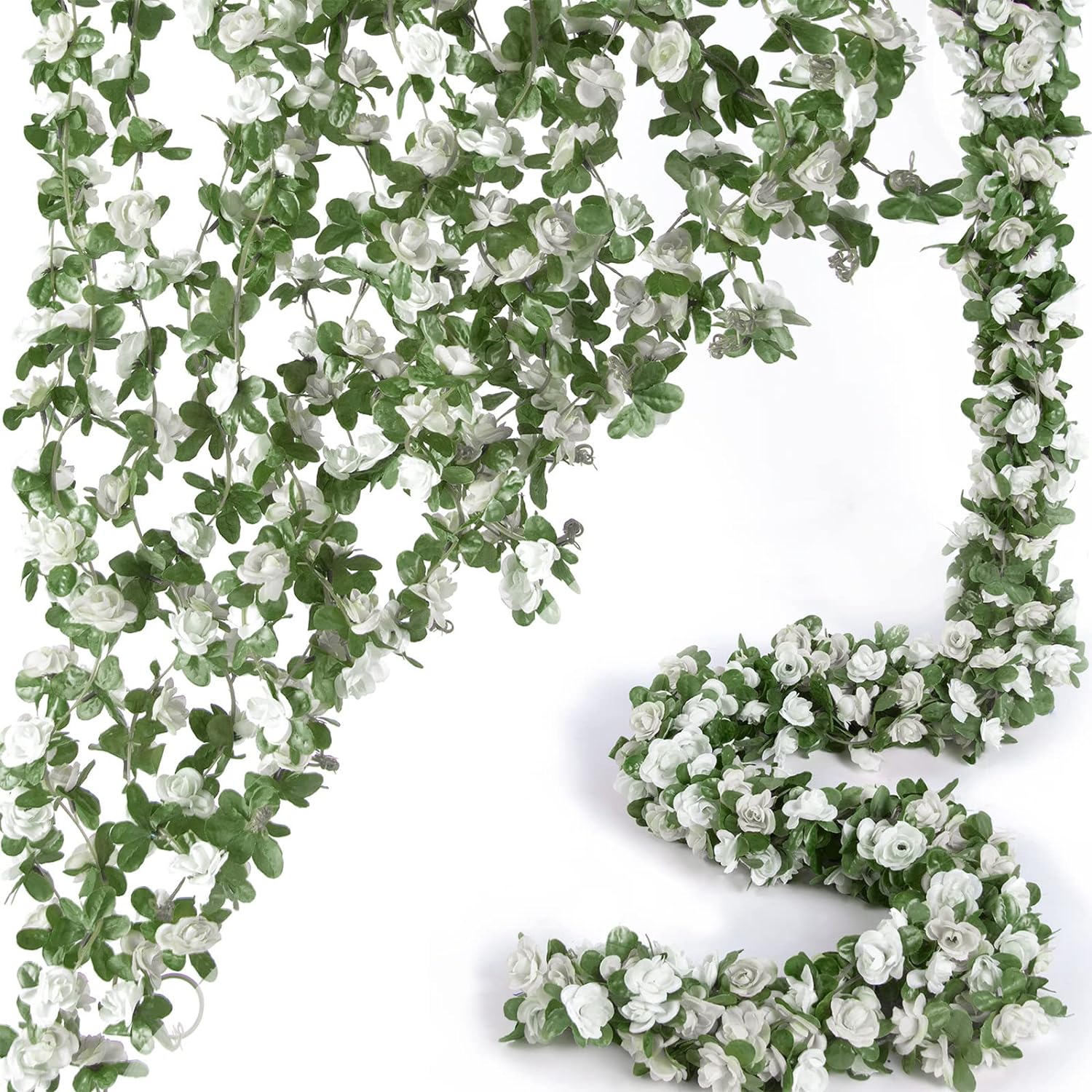 8Pcs x 8.2FT Artificial Flower Garland Floral Rose Vine Decor, Pink Flower