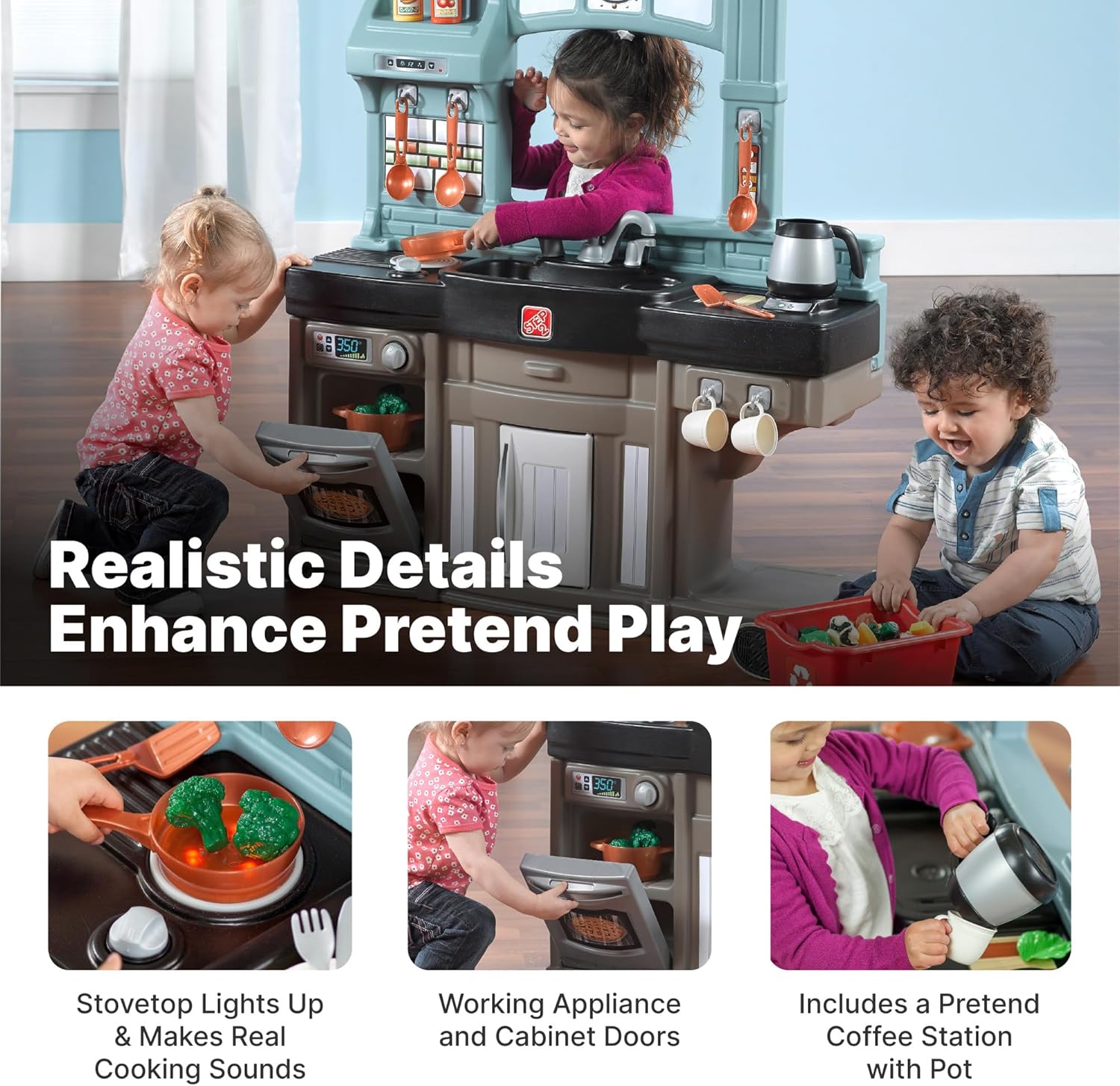 Step2 Best Chefs Kids Kitchen Playset, Indoor/Outdoor Kitchenette, Interactive Play with Lights and Sounds, Made of Durable Plastic