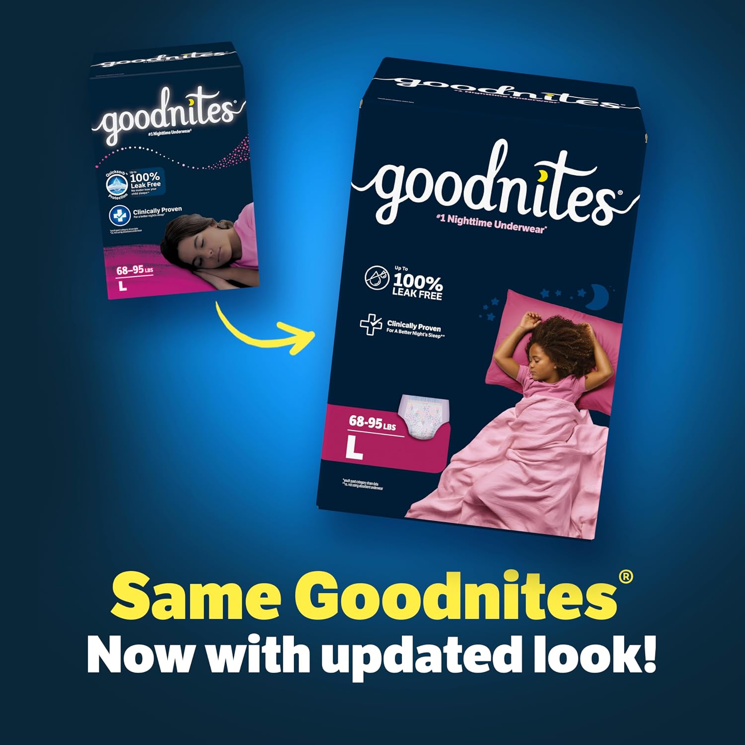 Goodnites Girls' Nighttime Bedwetting Underwear, Size S/M (43-68 lbs), 14 Ct, Packaging May Vary