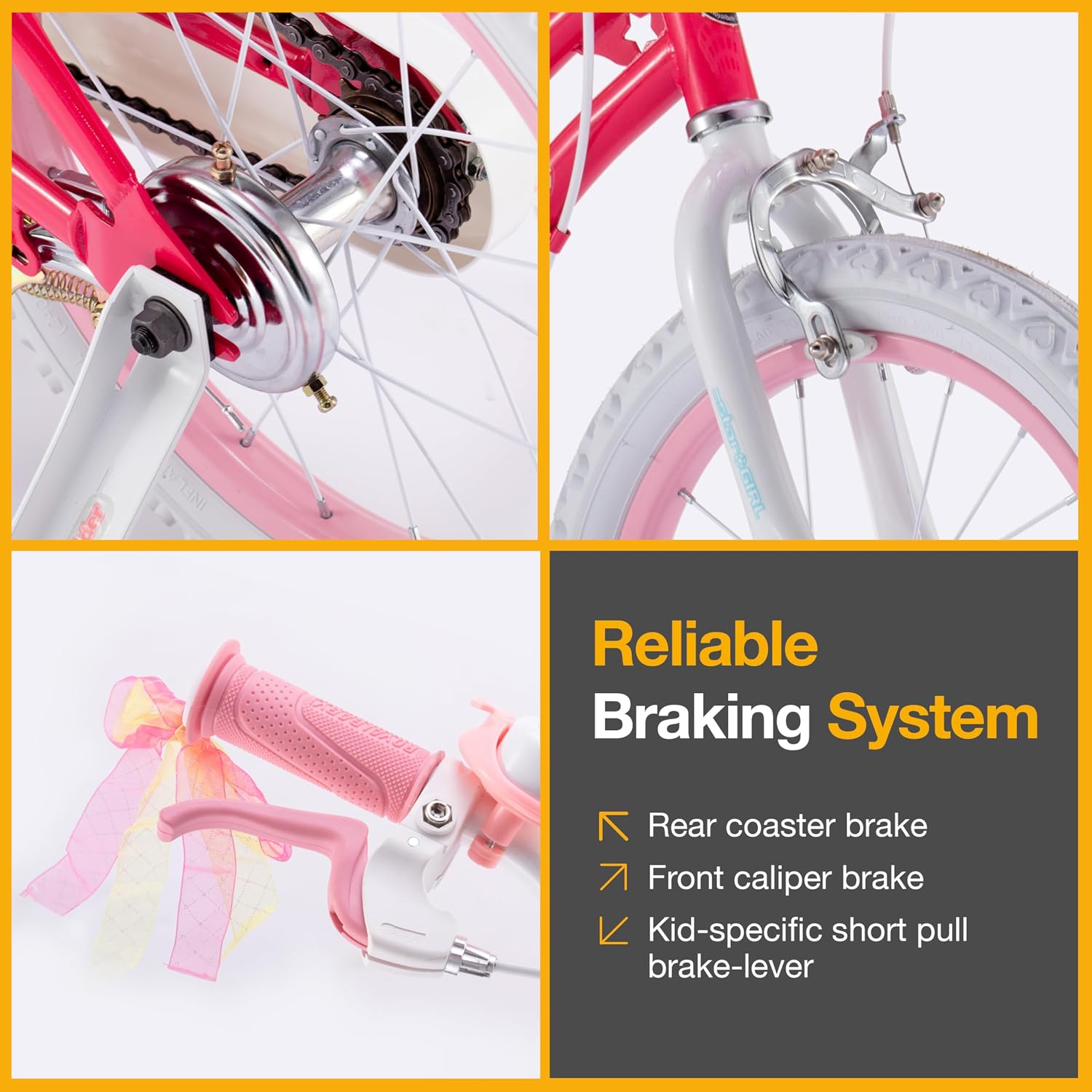RoyalBaby Girls Bike Classic & EZ Kids Bike, Balance and Pedal Bicycle, 12 14 16 18 20 Inch Toddlers to Big Kids 3-10 Years
