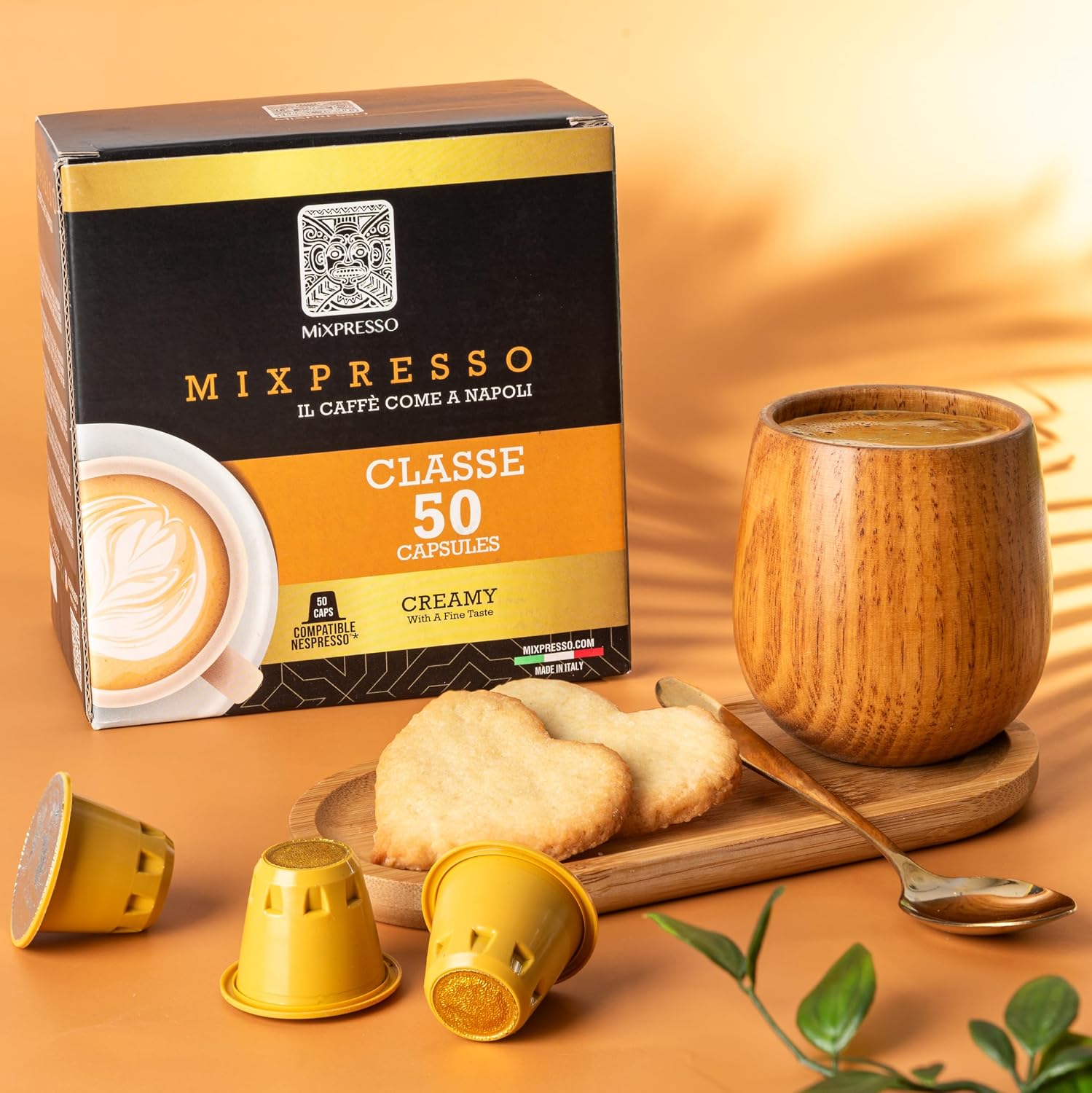 Mixpresso Classe Coffee Espresso Capsules Compatible With Nespresso Original Brewers, Single Cup Coffee Pods 100% from Italy, Medium Roast 80% Arabica Espresso, 50 Count Coffee Capsule Intensity 8/12 | 50 Count Single Cup Coffee Pods Compatible With Nesp…