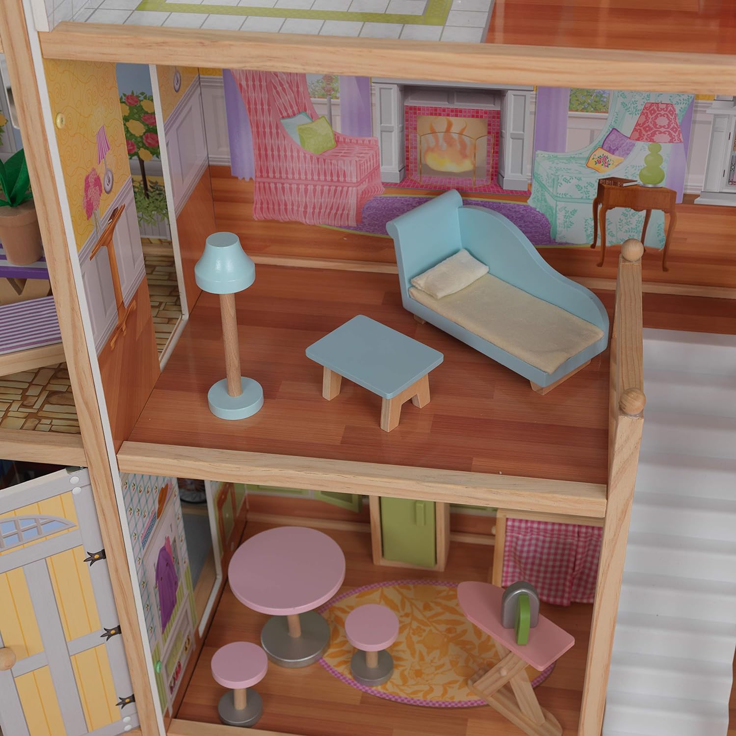 KidKraft Majestic Mansion Wooden Dollhouse with 34 Pieces, Working Elevator | 4 Feet Tall, Garage, 4 Floors, 8 Rooms, Attic Nursery