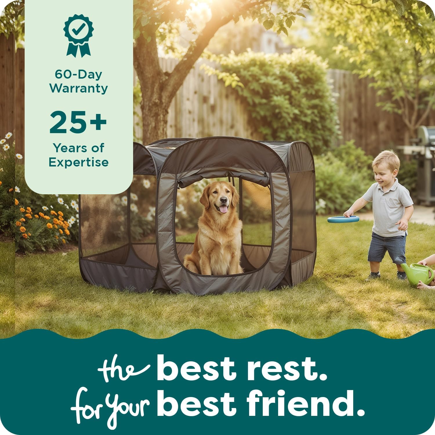 Furhaven Portable Dog Playpen Cat Tent, Pet playground,Kennel foldable indoor outdoor zippered puppy crate - Hunter Green, Medium