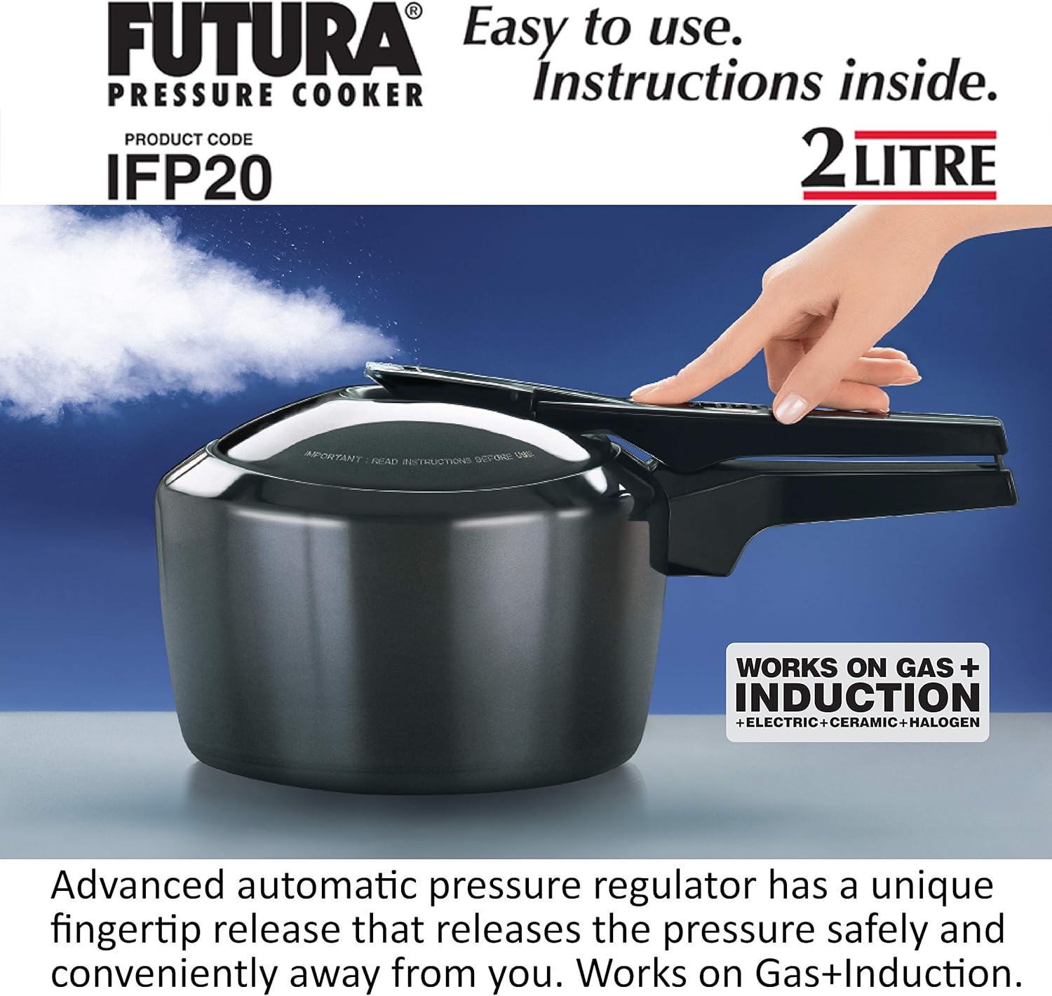 FUTURA PRESSURE COOKER, 2 Liter, GRAY