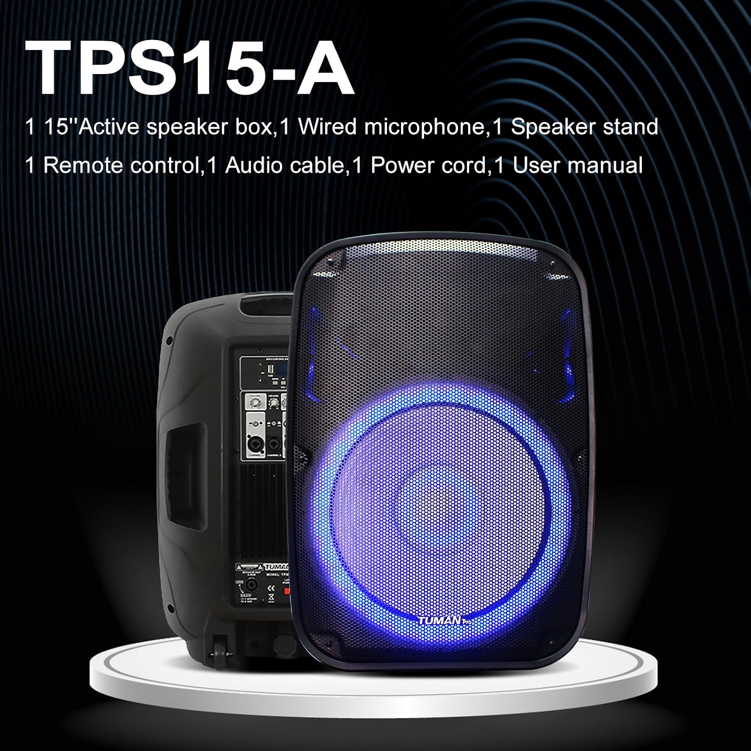 Portable 15-Inch Amplified PA DJ Speaker System | Support Bluetooth USB SD Playback FM Radio LED Light Remote Speaker Stand Suitable For Church Live