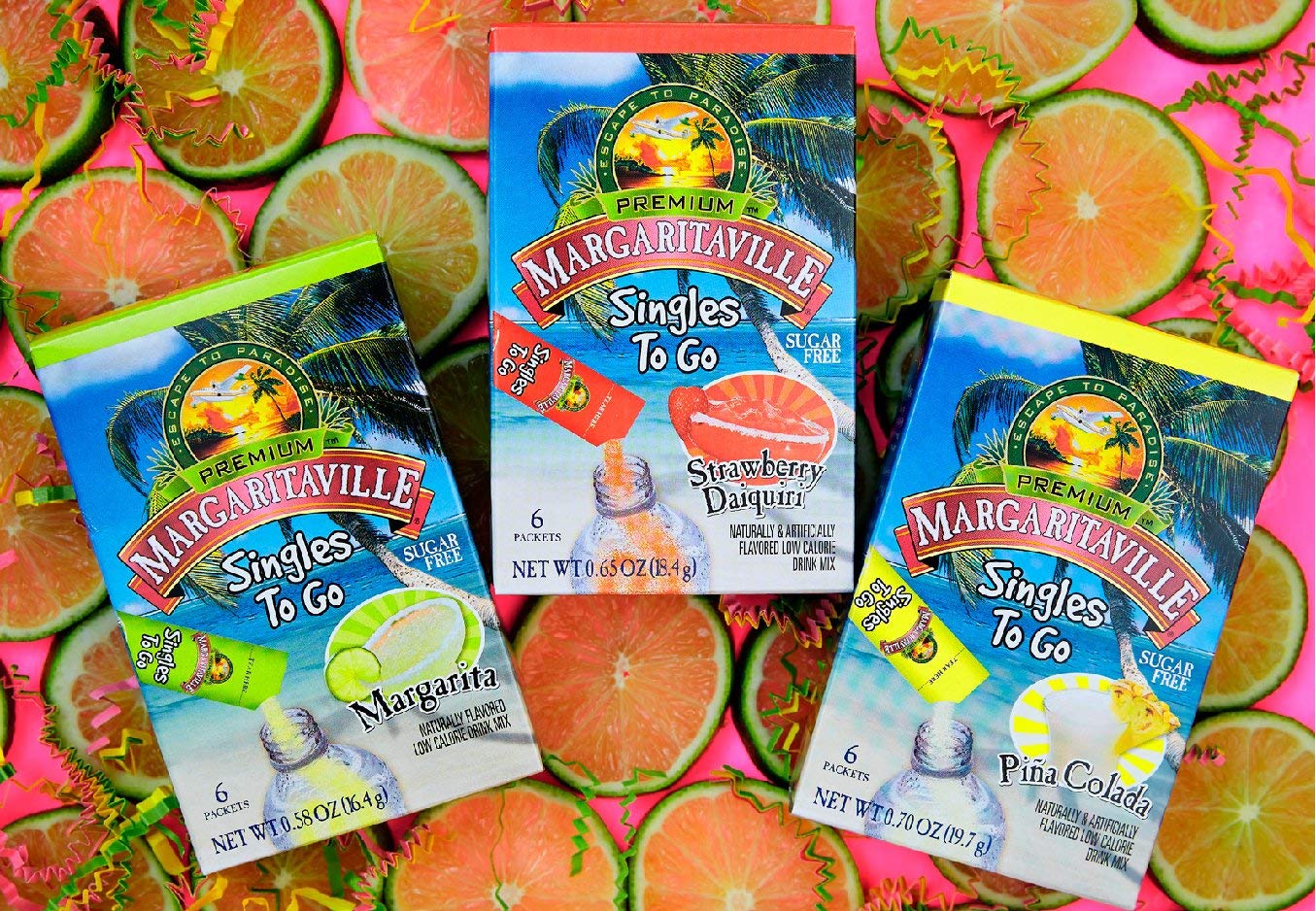 Margaritaville singles to go water drink mix - pina colada flavored, non-alcoholic powder sticks (6 boxes with 6 packets each - 36 total servings), 0.70 ounce (pack of 6)
