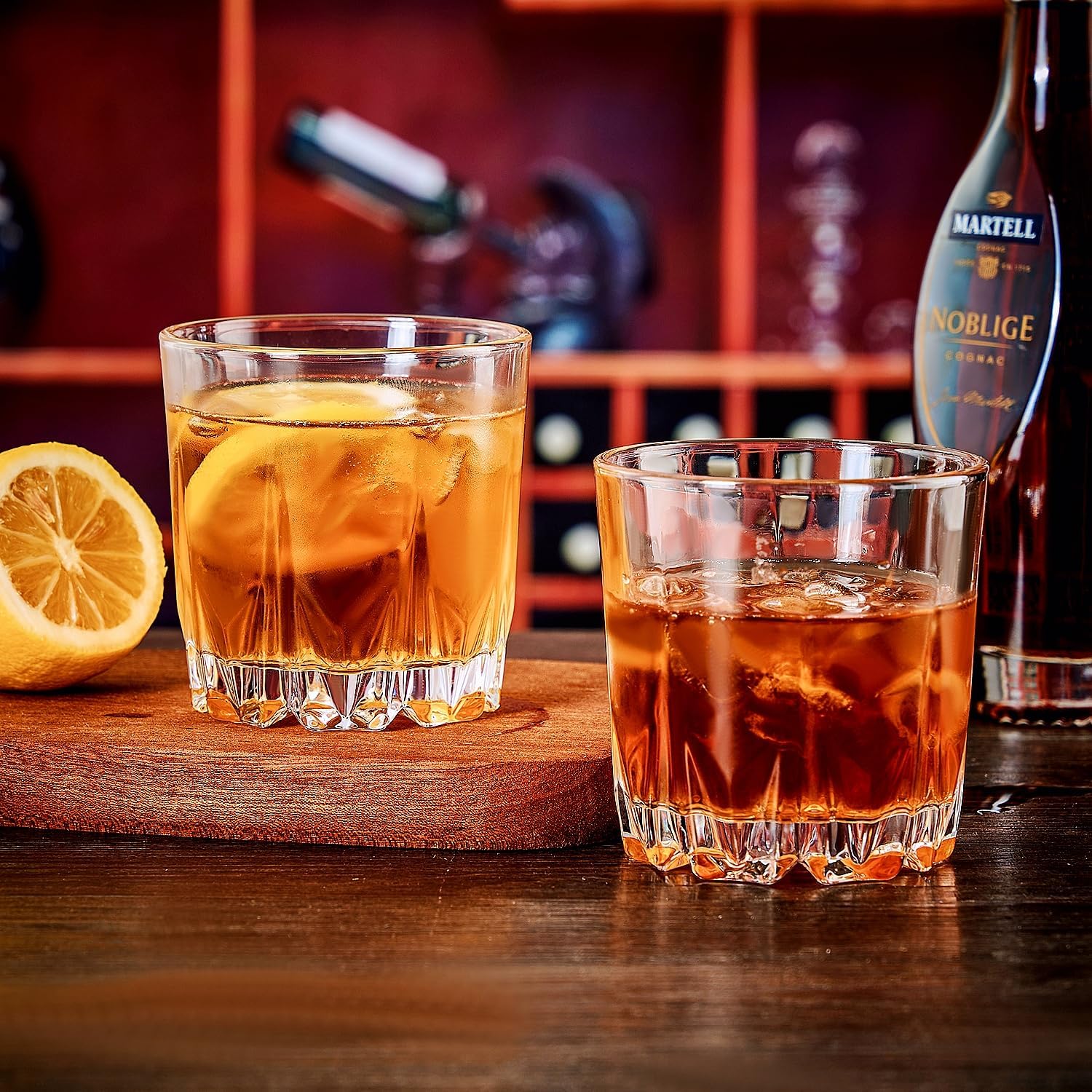 GLASKEY 12 oz Storm Japanese Whiskey Glasses Set of 4, Unique Cognac Glasses, Heavy Thick Bottom Bar Glass for Scotch Bourbon Rum Gin Water Cocktail,Gifts Men Gifts Ideas