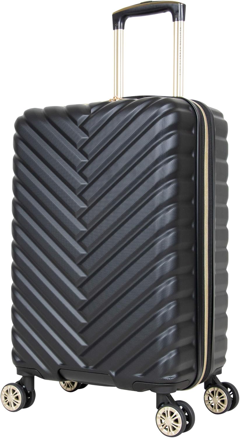 Kenneth Cole REACTION Madison Square Lightweight Hardside Chevron Expandable Spinner Luggage, Black, (28-Inch Checked)