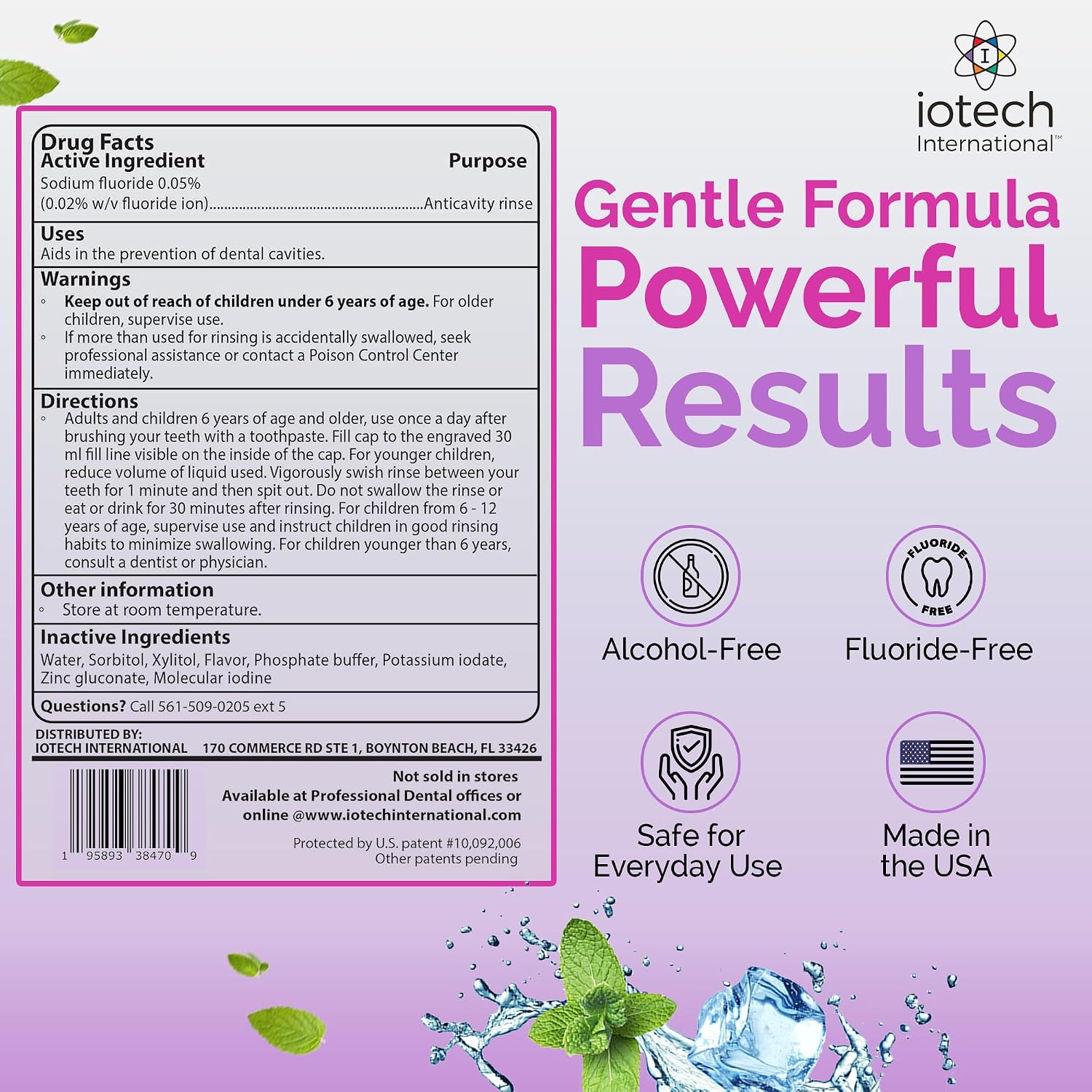 ioRinse RTU Halitosis Mouthwash, Molecular Iodine Oral Rinse, Soft Mint, 1L
