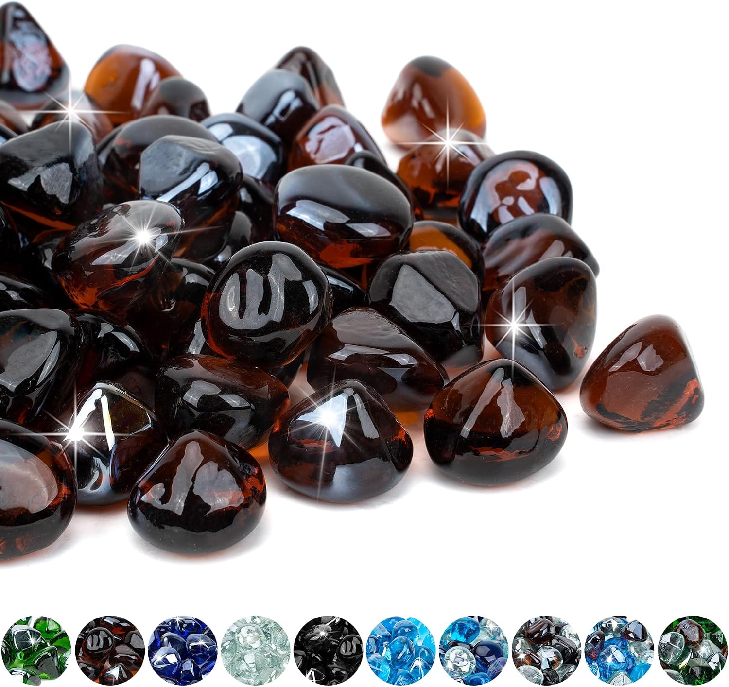 Mr. Fireglass 10 Pounds 1 Inch Diamond Fire Glass, High Luster Crystal Ice | Reflective Fire Pit Glass Rocks,10 lbs, For Propane & Natural Gas Fire Pits Table Fireplace & Lanscape