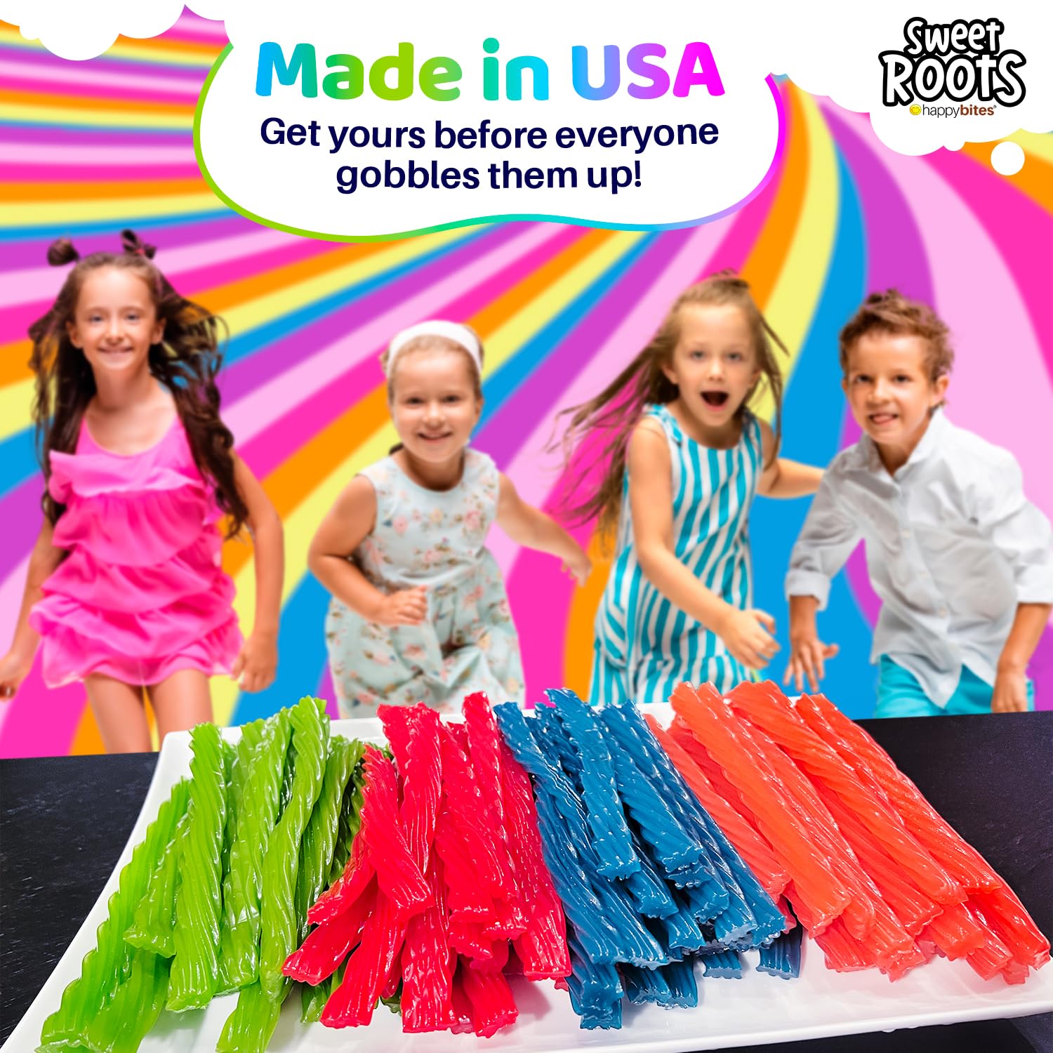 Sweet Roots Black Licorice Twists – 1 Bag (16 oz) – Jumbo Size Candy Sticks | Vegan, Fat Free, Kosher | Soft Gourmet Licorice Candy with Classic Black Licorice Flavor