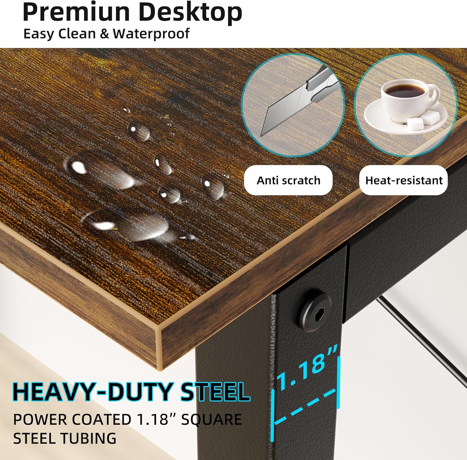 Aquzee Computer Desk with Shelves, 47" W x 23.6" D Gaming Desk with Hutch and Bookshelf