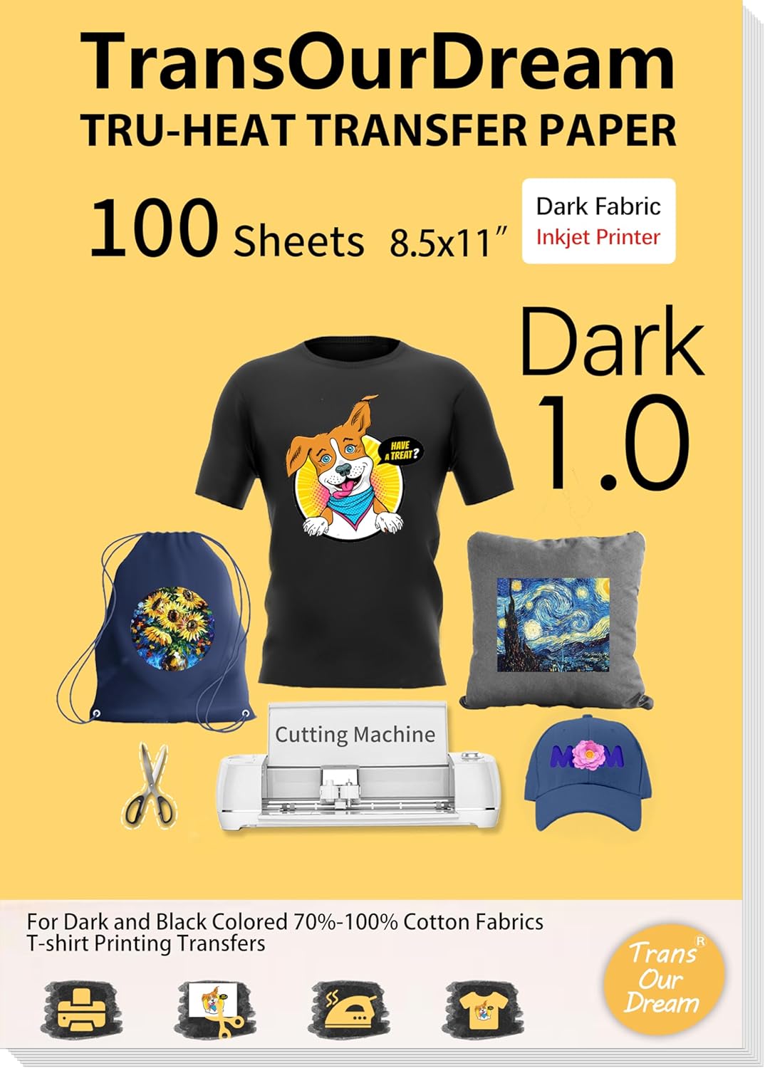 TransOurDream Upgraded Iron on Heat Transfer Paper for T Shirts (8.5x11''