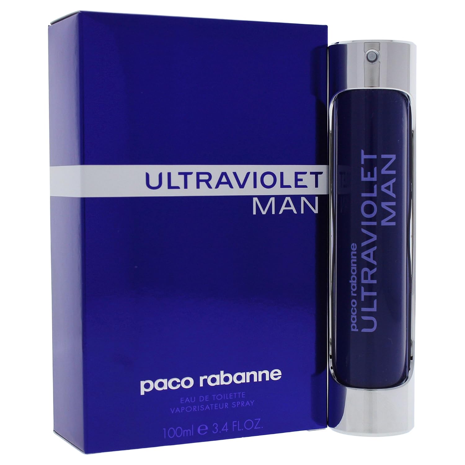 Paco Rabanne Ultraviolet Perfume For Men - Woody Oriental Fragrance - Opens With Notes Of Mint And Spicies - Blended With Amber And Vetiver - Long Lasting Scent - Eau De Toilette Spray - 3.4 Oz