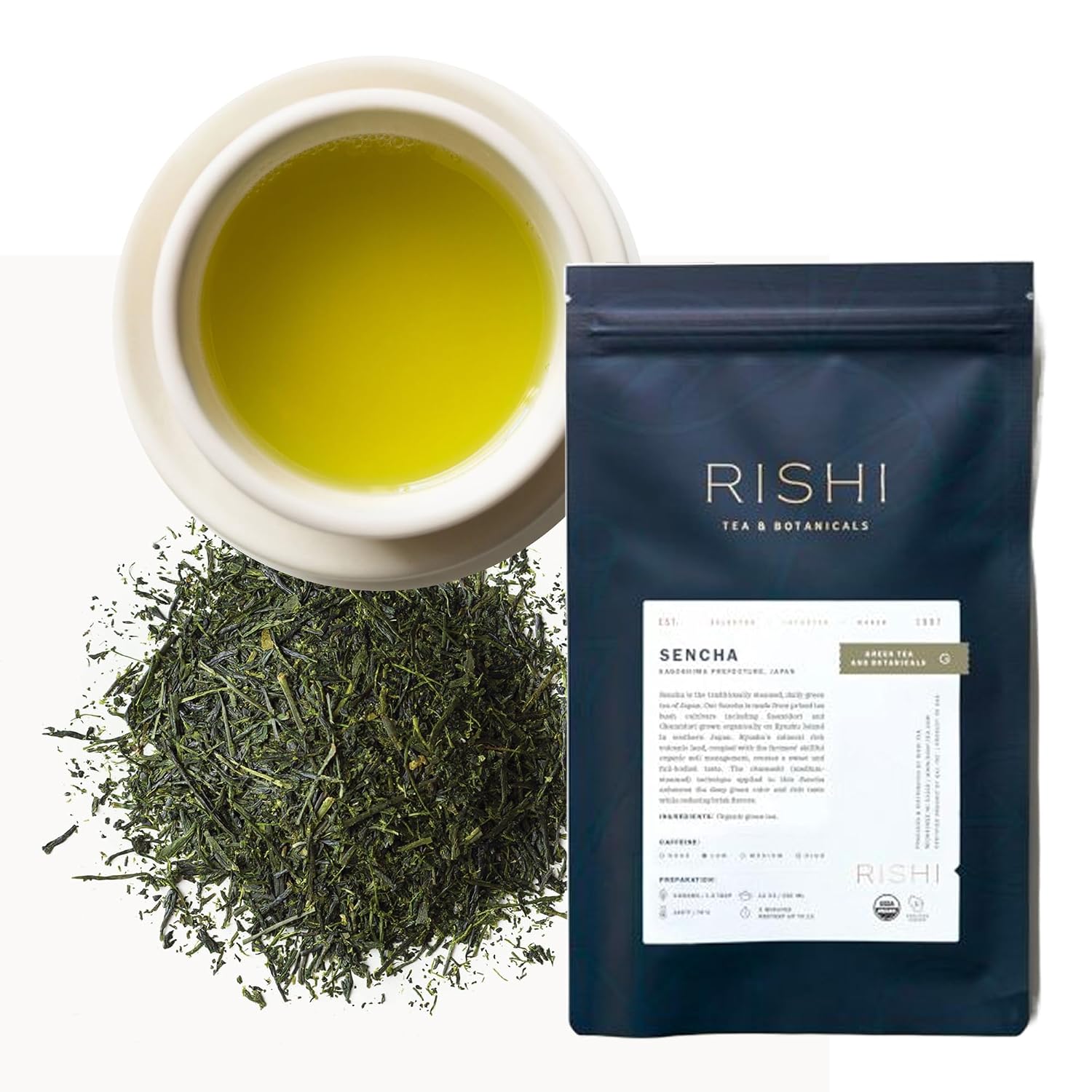 Rishi Tea Sencha Green Japanese Organic Sachet Tea Bags, Caffeinated, 15ct | Classic Japanese Sencha Green Tea, Enjoy Hot or Iced, Sustainable, 15 Servings