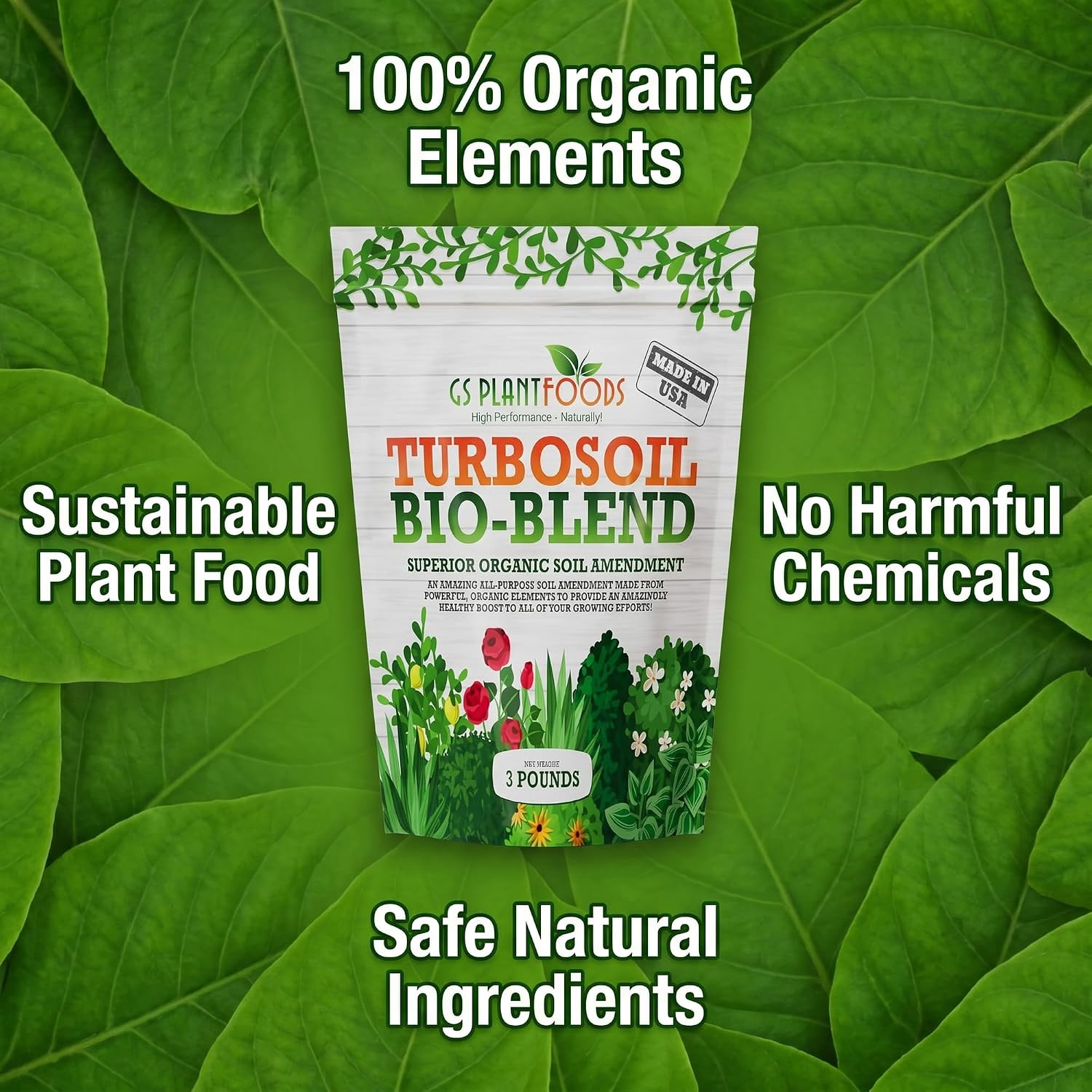 GS Plant Foods Turbo Bio-Blend Organic Soil Amendment Premium Brown 3 lbs