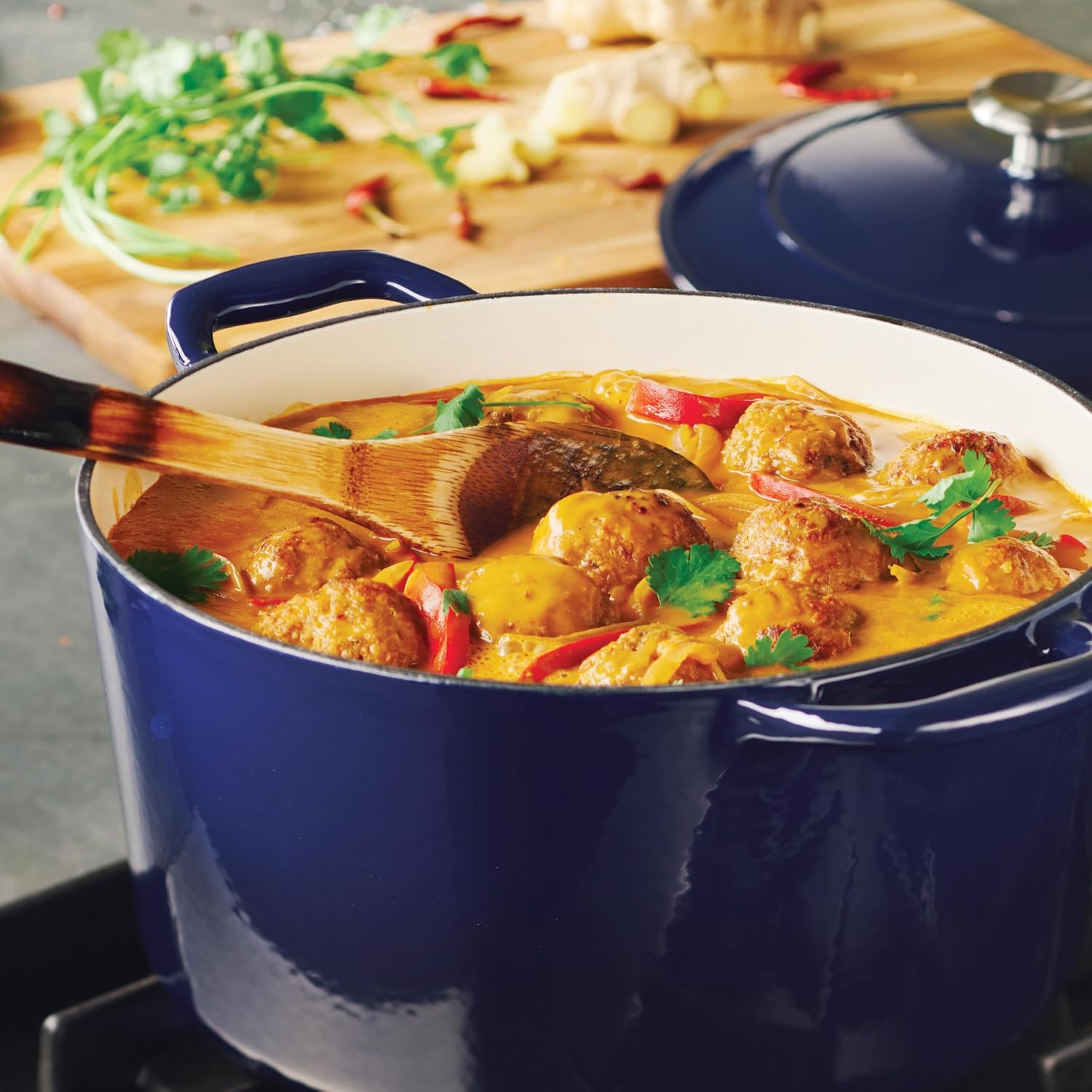 Tramontina Bestow Enameled Cast Iron 4-Qt Braiser Pan with Lid, Blue | Oven-to-Table Casserole Dish, Great for Shallow Braises & Simmers