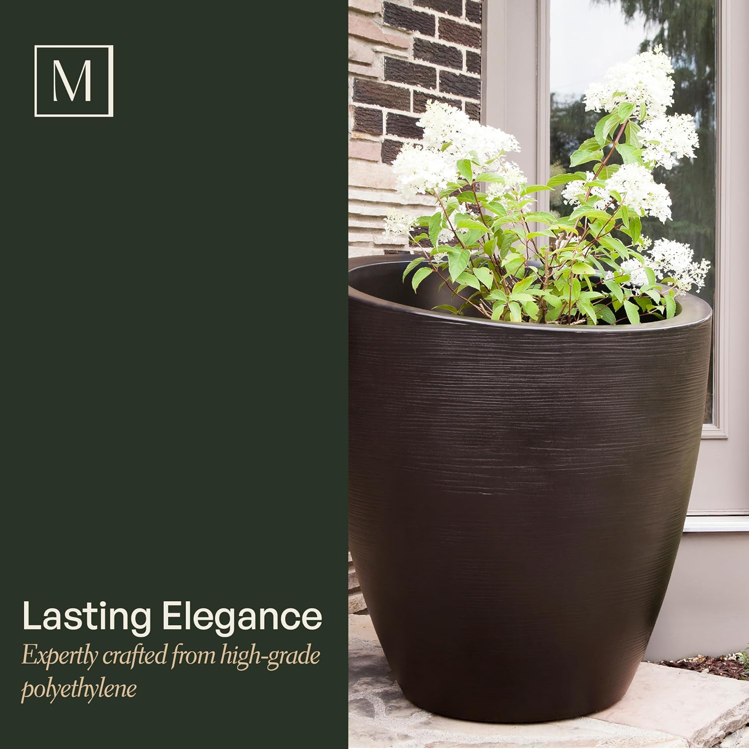 Mayne Modesto 20in Round Modern Planter, Neptune Blue | All season, Indoor/Outdoor, Double-wall design, Fade resistant, 15-year warranty