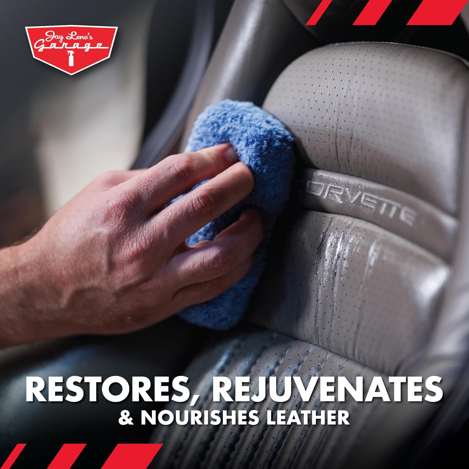 Jay Leno's Garage Leather Cleaner – Deep-Cleaning Leather Seat Cleaner for Car Interior, pH-Balanced Car Refresher That Gently Cleans, Lifts Grime, Refurbish and Restores All Leather Surfaces (16 oz)