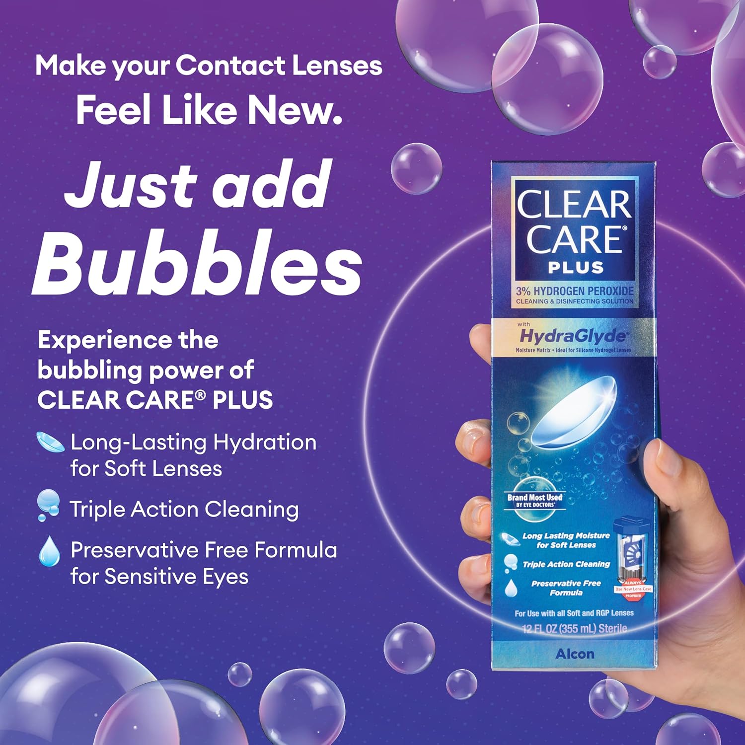 CLEAR CARE PLUS Cleaning & Disinfecting Contact Lens Solution, 12 Fl Oz