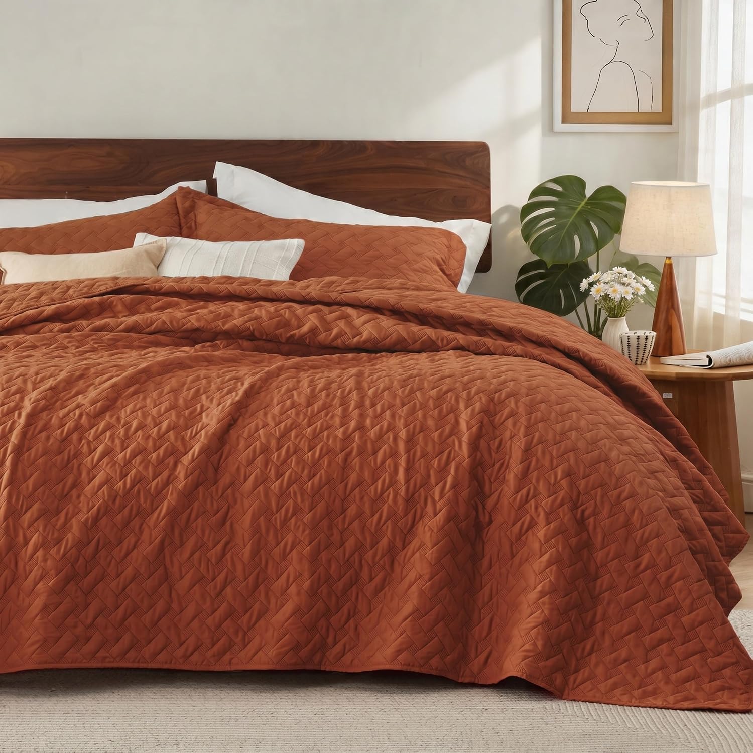 Bedsure Quilts Queen Size - Grey Bedspreads Queen Size with Basket Weave Pattern, Soft Quilt Bedding Set, Lightweight Comforter Set Coverlet for All Seasons with 2 Pillow Shams (90" x 96")