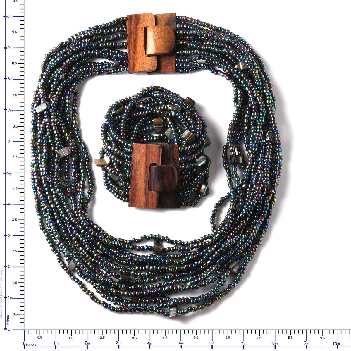 Shop LC Handmade Seed Bead Wooden Buckle Stretchable Bracelet Multi Strand Boho Layered Necklace Vintage Jewelry Gifts Sets Women