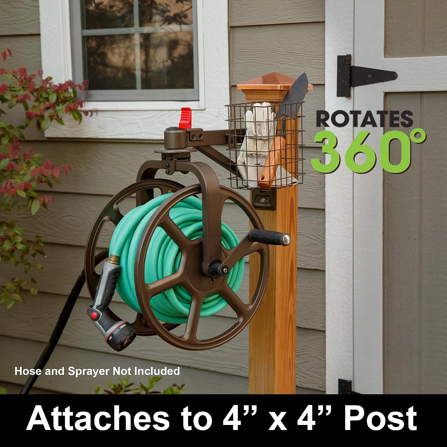 Liberty Garden 710 Navigator Rotating Garden Hose Reel, Holds 125-Feet of 5/8-Inch Hose - Bronze