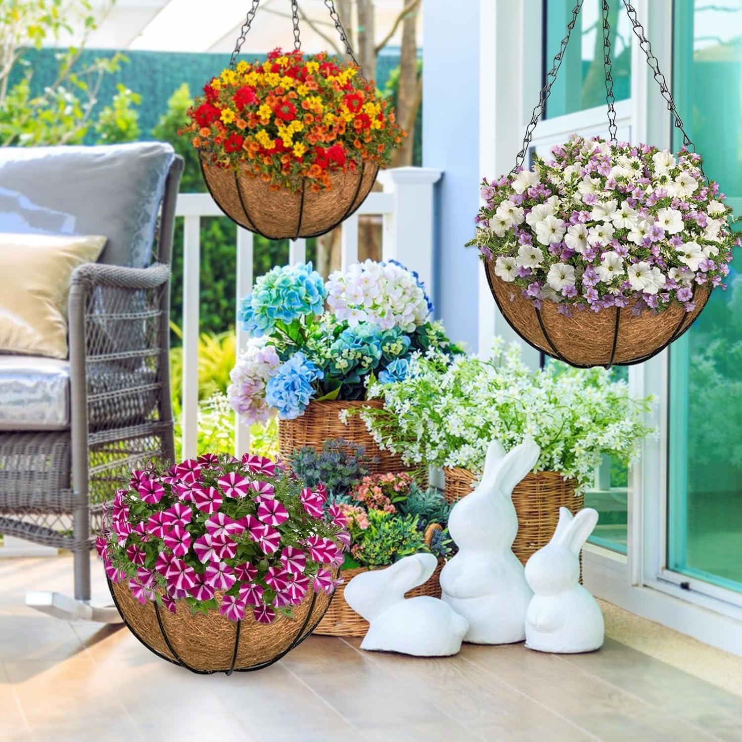 ZeeDix 3 Pack 10 Inch Metal Hanging Baskets