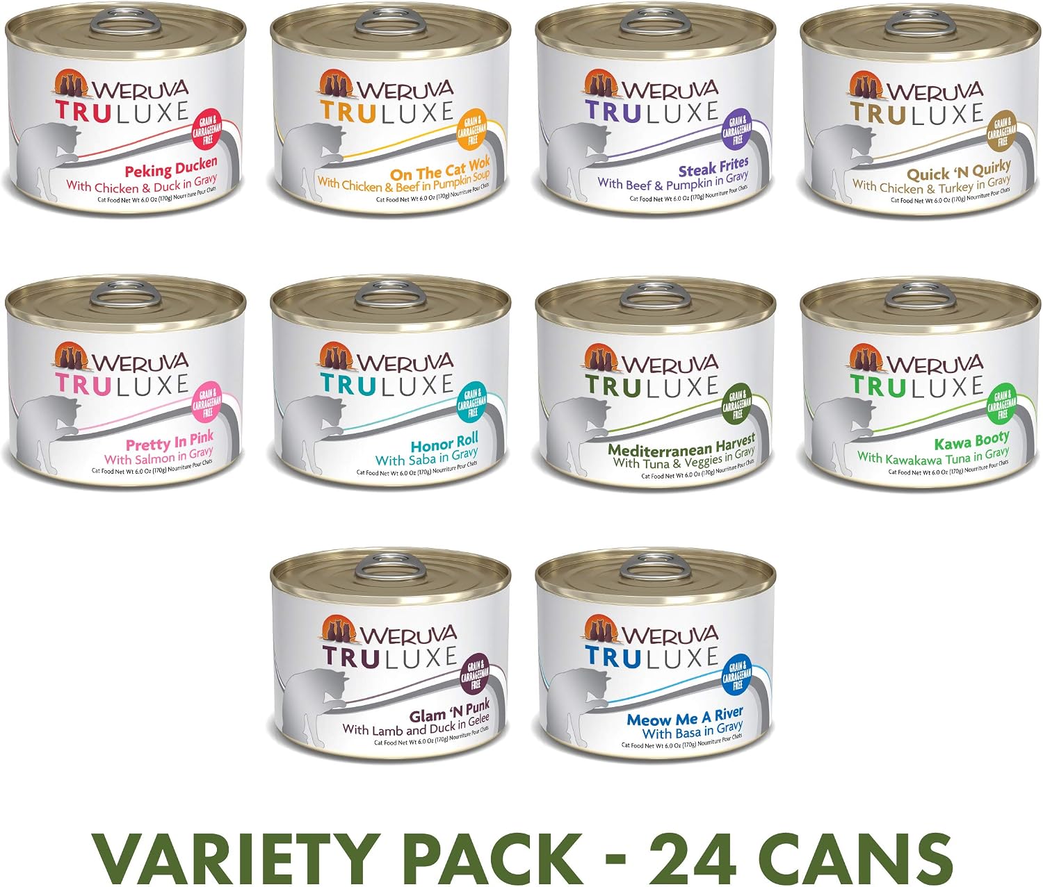 Weruva Truluxe Grain-Free Cat Food Variety Pack, 24 Cans, 6 oz